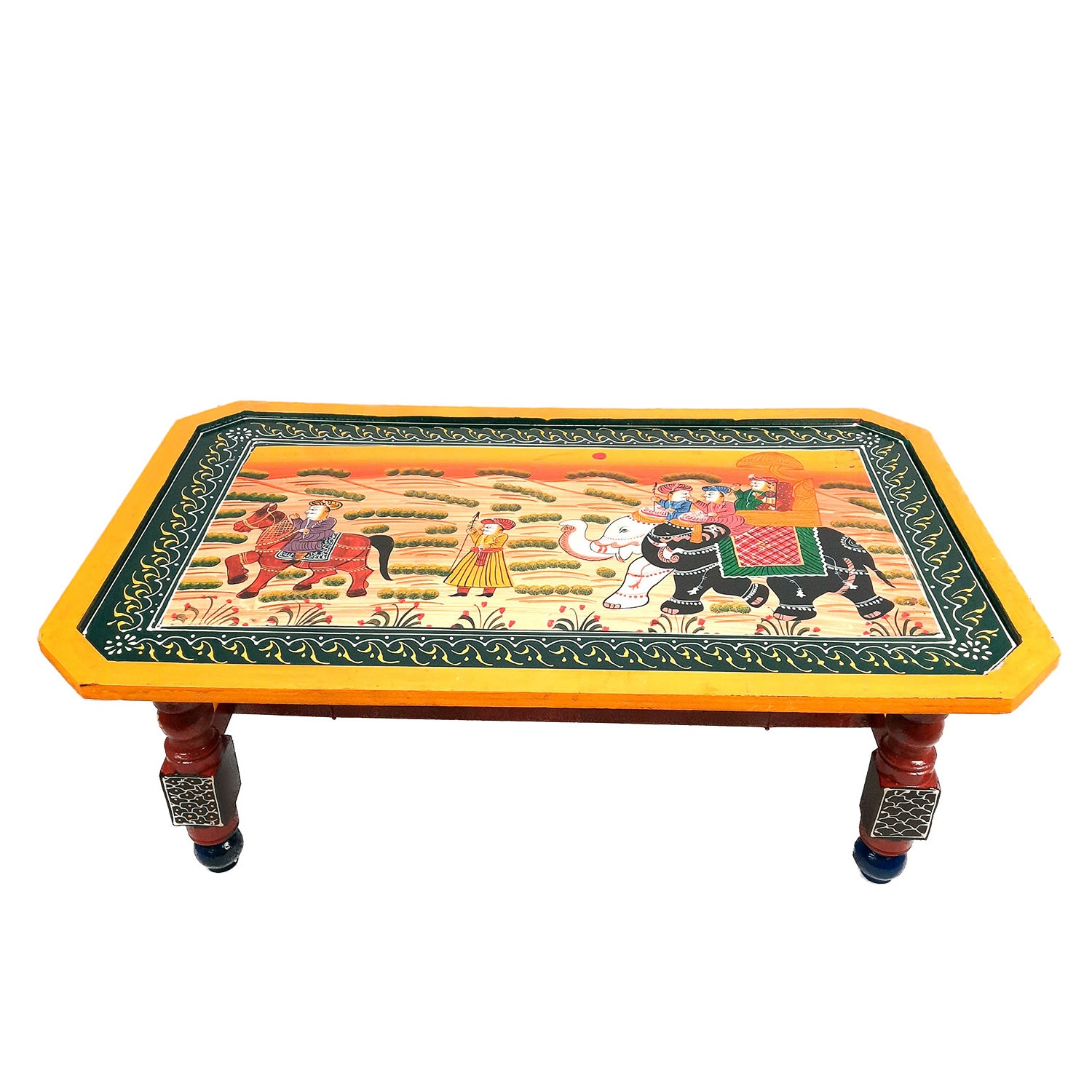Center Table Wooden | Folding Table Hand Painted - for Living Room, Drawing Room, Home Decor, Interior Decoration - 30 Inch - apkamart #colour_Yellow