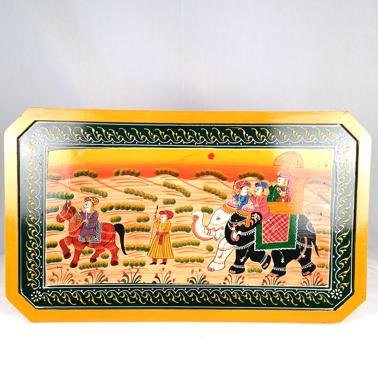 Center Table Wooden | Folding Table Hand Painted - for Living Room, Drawing Room, Home Decor, Interior Decoration - 30 Inch - apkamart #colour_Yellow