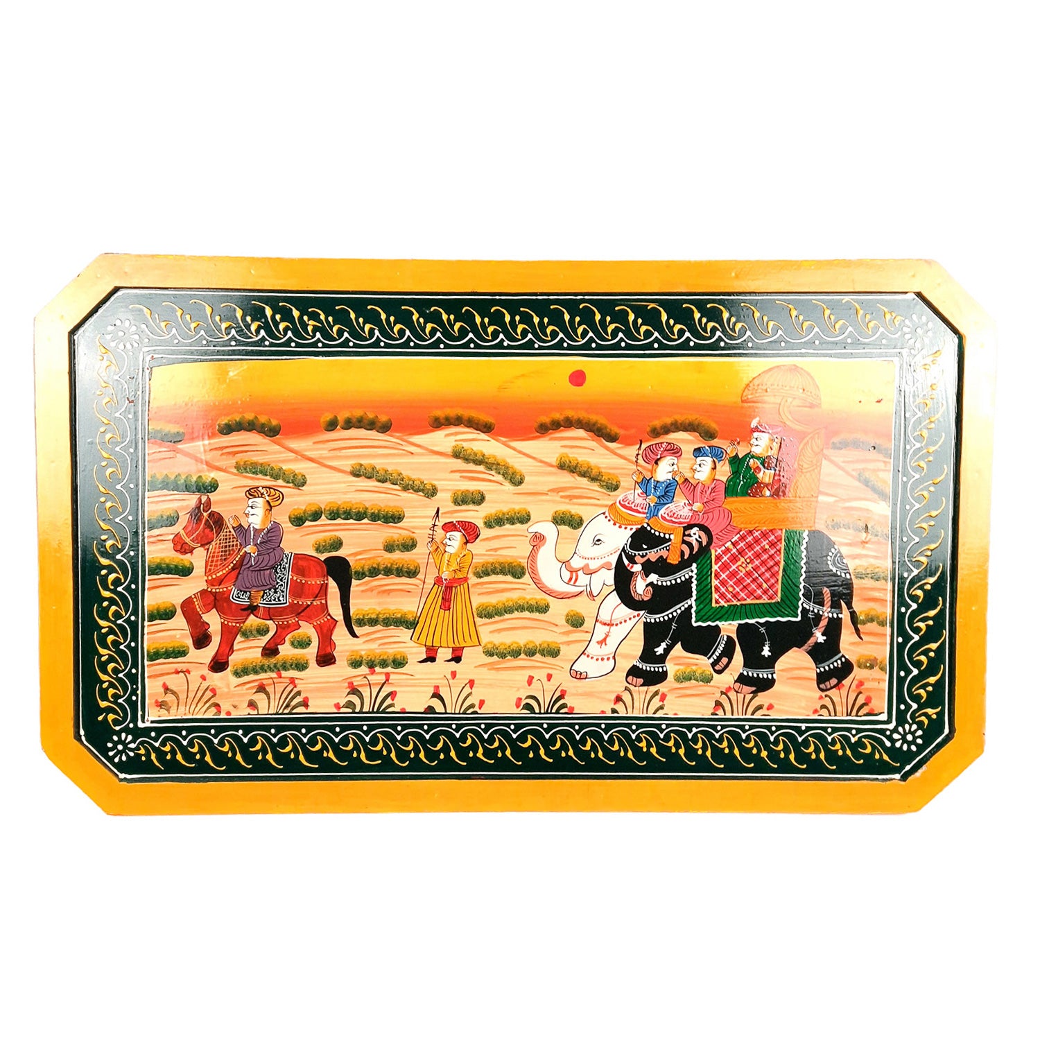 Center Table Wooden | Folding Table Hand Painted - for Living Room, Drawing Room, Home Decor, Interior Decoration - 30 Inch - apkamart #colour_Yellow