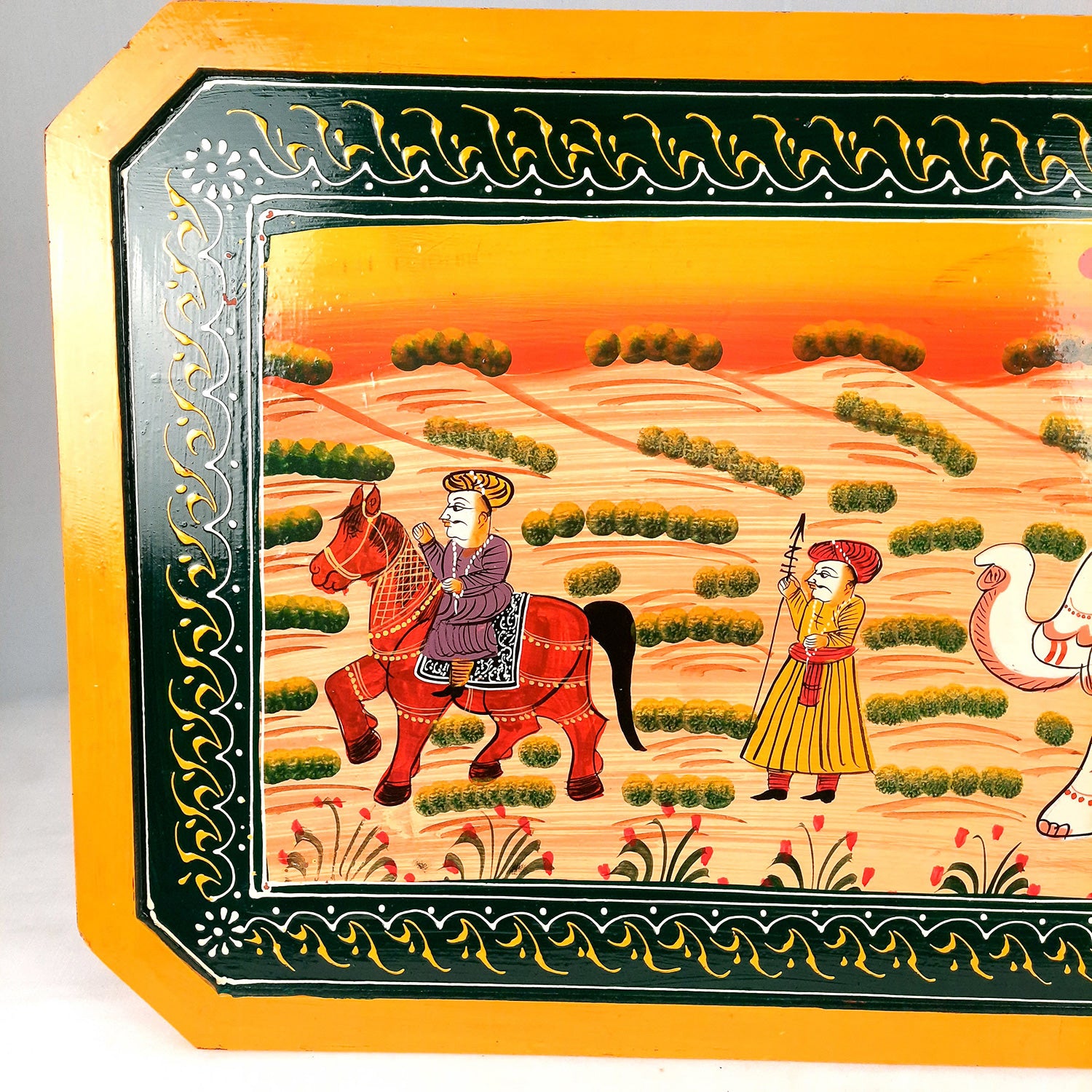 Center Table Wooden | Folding Table Hand Painted - for Living Room, Drawing Room, Home Decor, Interior Decoration - 30 Inch - apkamart #colour_Yellow