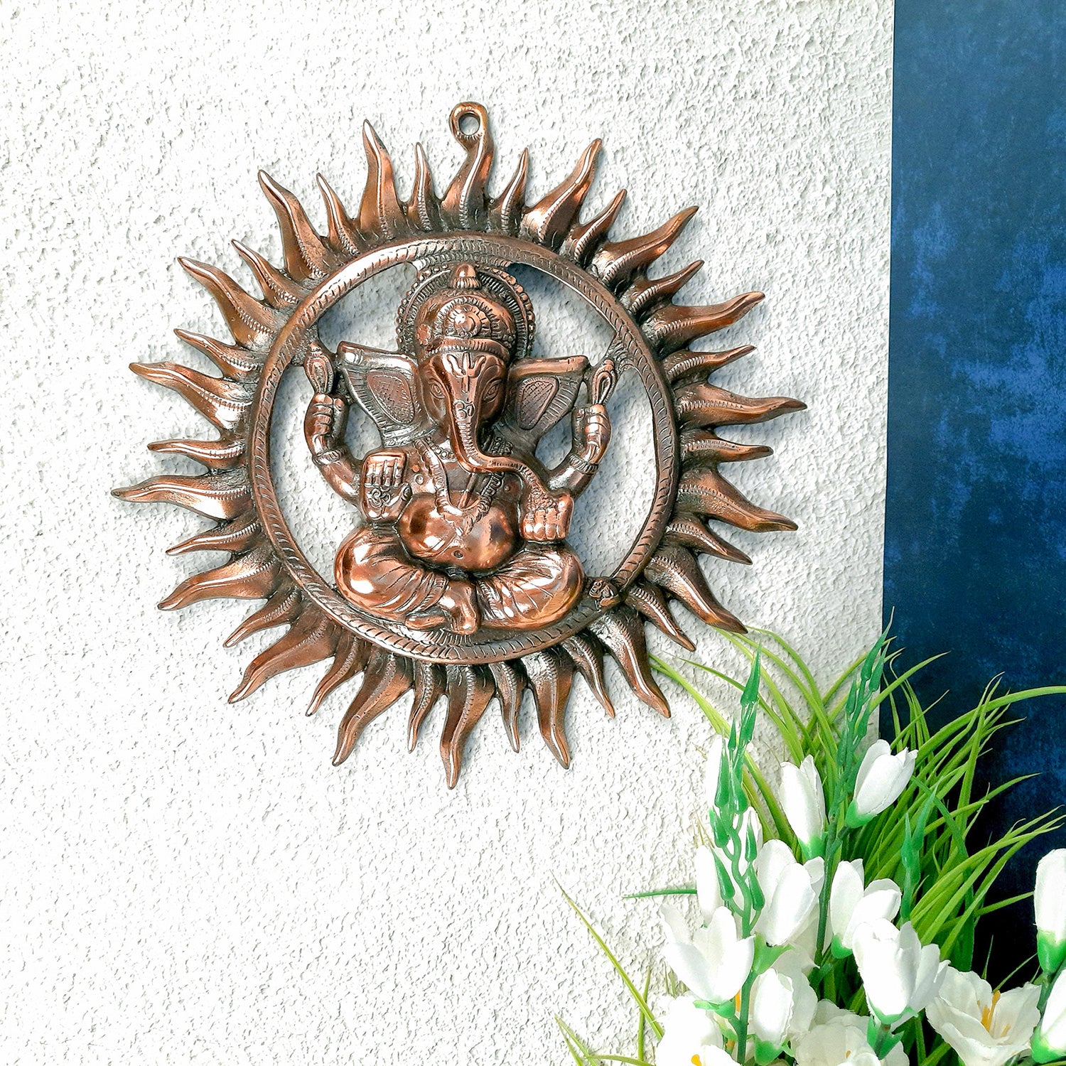Lord Ganesh Wall Hanging | Sun Ganesha Wall Statue - for Puja & Home Entrance | House Warming Gift -15 Inch-Apkamart