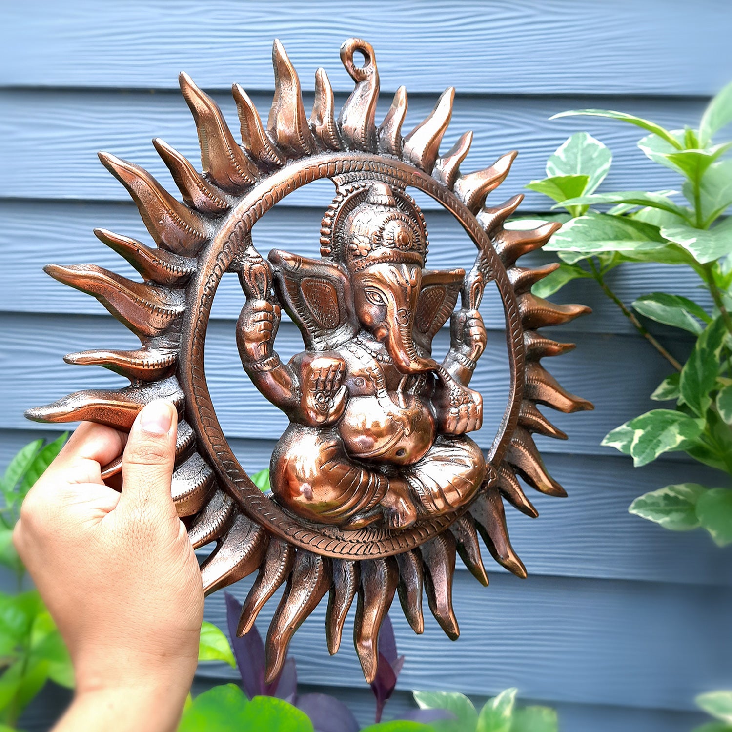Lord Ganesh Wall Hanging | Sun Ganesha Wall Statue - for Puja & Home Entrance | House Warming Gift -15 Inch-Apkamart