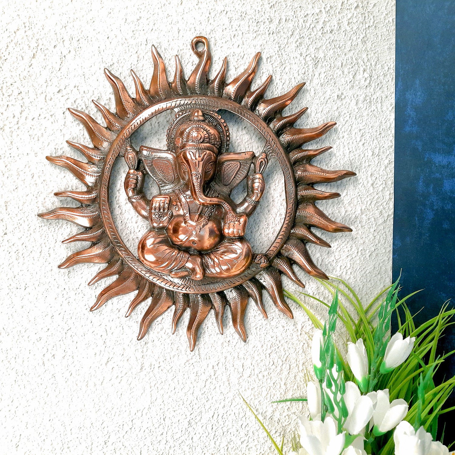 Lord Ganesh Wall Hanging | Sun Ganesha Wall Statue - for Puja & Home Entrance | House Warming Gift -15 Inch-Apkamart