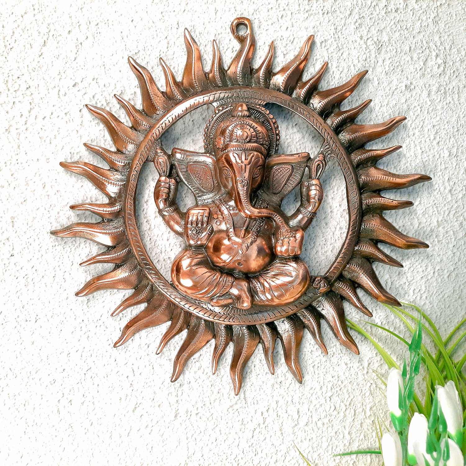 Lord Ganesh Wall Hanging | Sun Ganesha Wall Statue - for Puja & Home Entrance | House Warming Gift -15 Inch-Apkamart