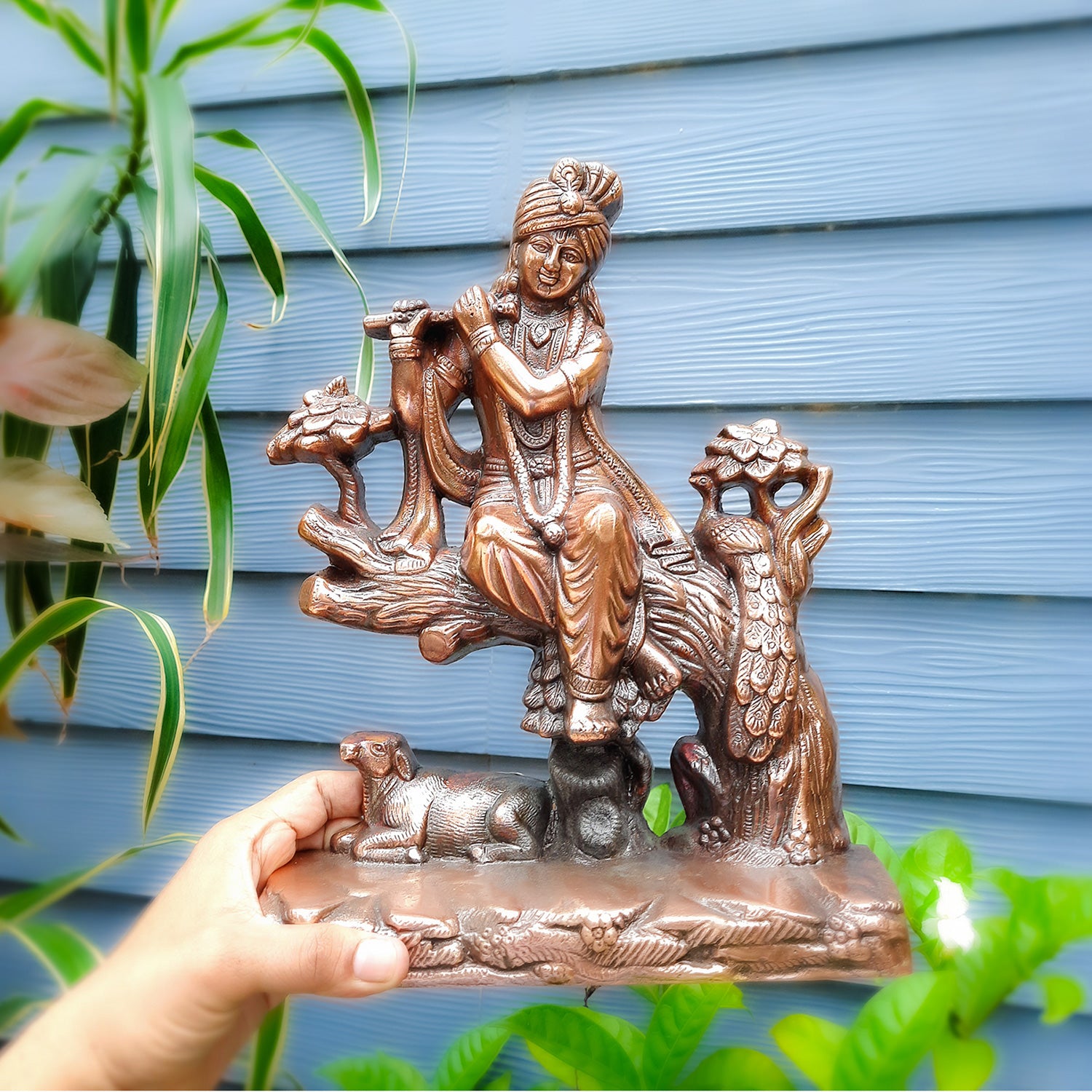 Krishna Wall Hanging | Lord Krishna Playing Flute Wall Decor - for Home & Office Décor | Wedding & House Warming Gift - 14 inch- Apkamart