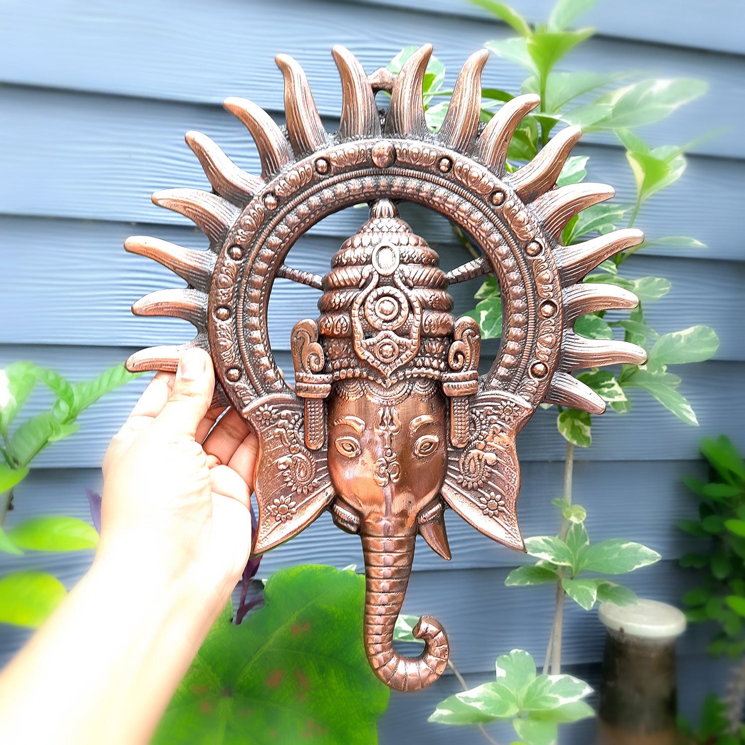 Lord Ganesh Wall Hanging | Ganesha Face Wall Decor - for Diwali, Housewarming Gift | Vastu Wall Art for Office & Entrance - 14 Inch-Apkamart