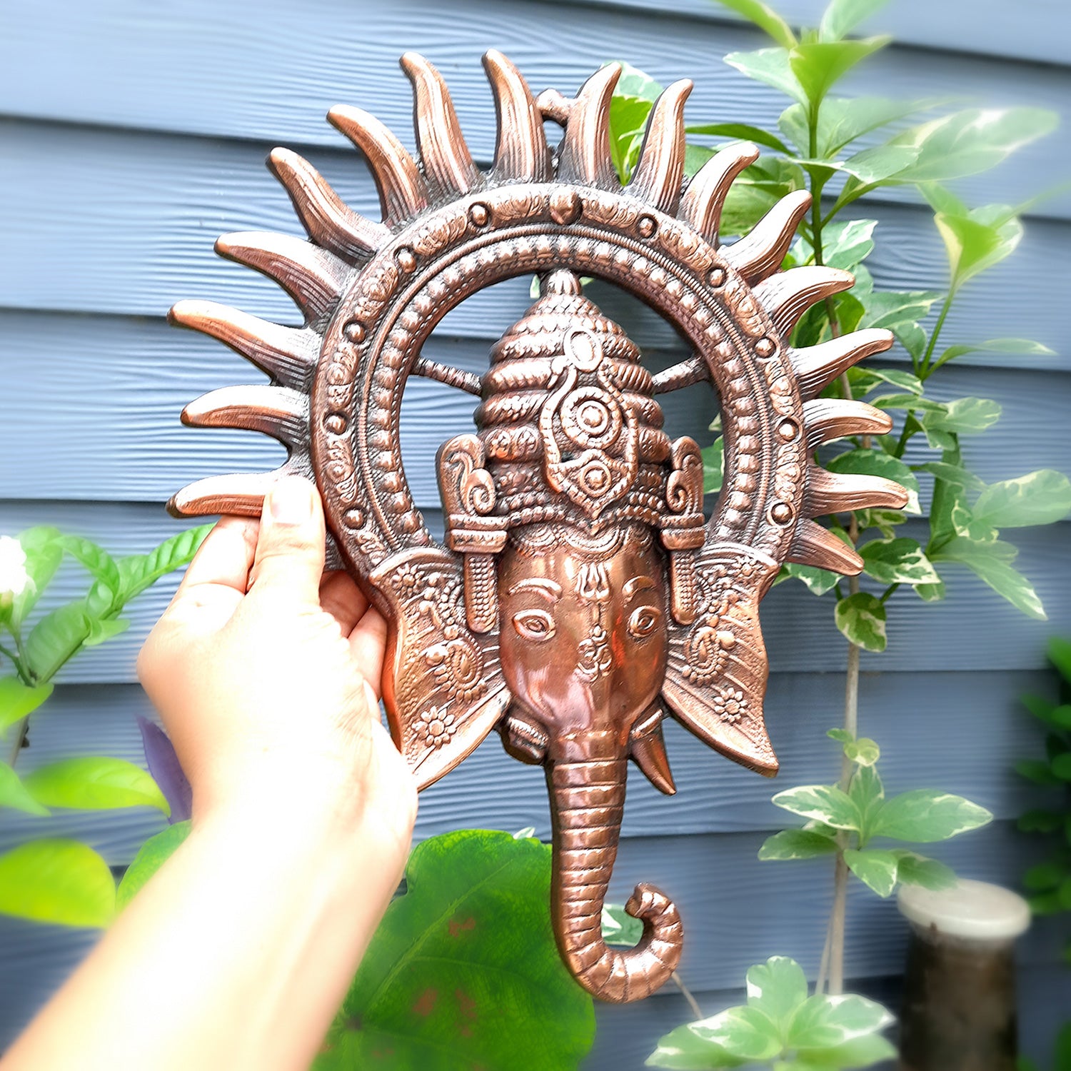 Lord Ganesh Wall Hanging | Ganesha Face Wall Decor - for Diwali, Housewarming Gift | Vastu Wall Art for Office & Entrance - 14 Inch-Apkamart