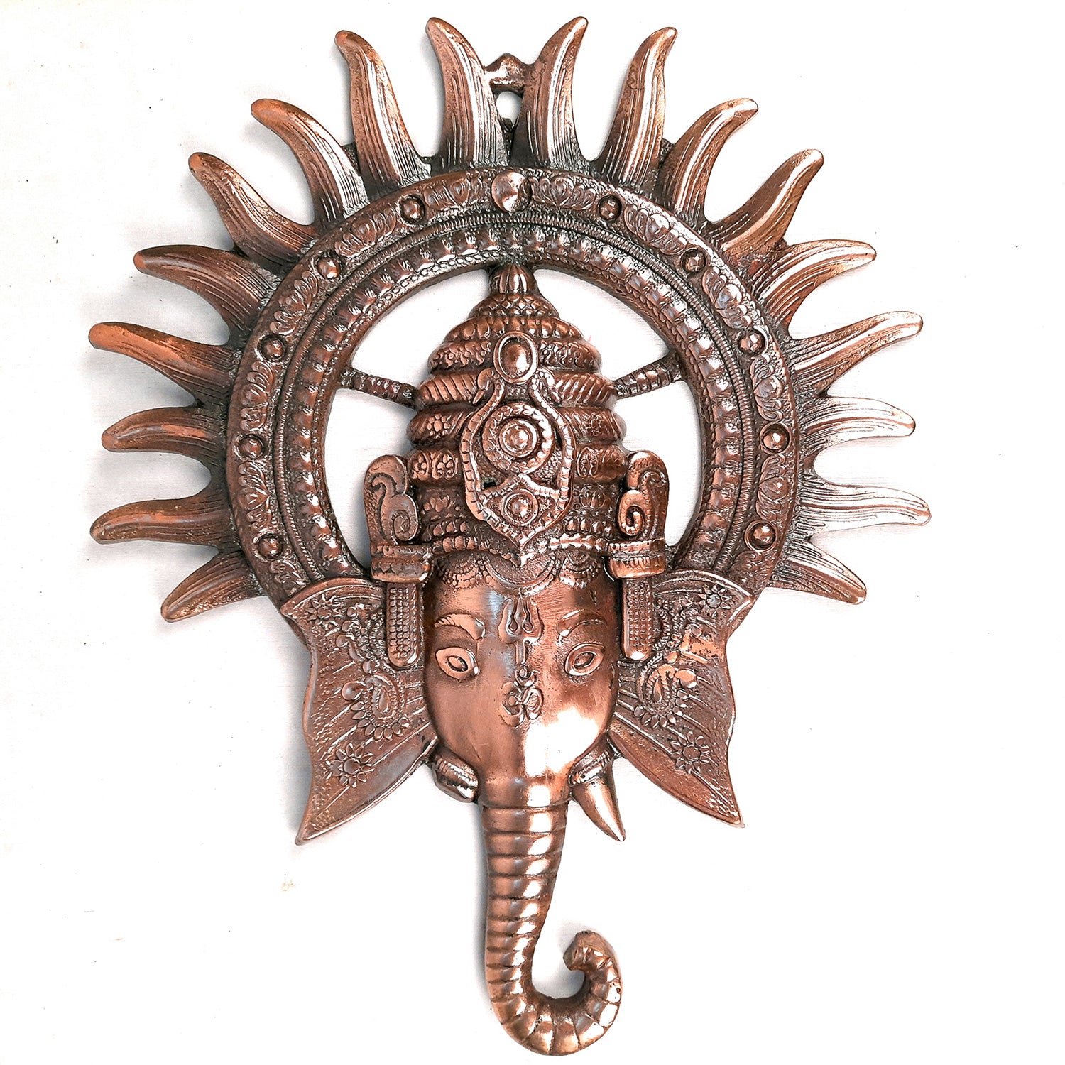 Lord Ganesh Wall Hanging | Ganesha Face Wall Decor - for Diwali, Housewarming Gift | Vastu Wall Art for Office & Entrance - 14 Inch-Apkamart