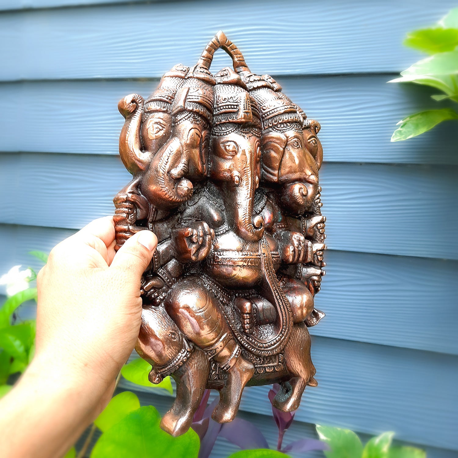 Ganesha Wall Hanging | Panchmukhi Ganesh Wall Decor for Main Gate | Vastu Ganesha Idol for Home, Puja & Religious Decor - 13 Inch-Apkamart