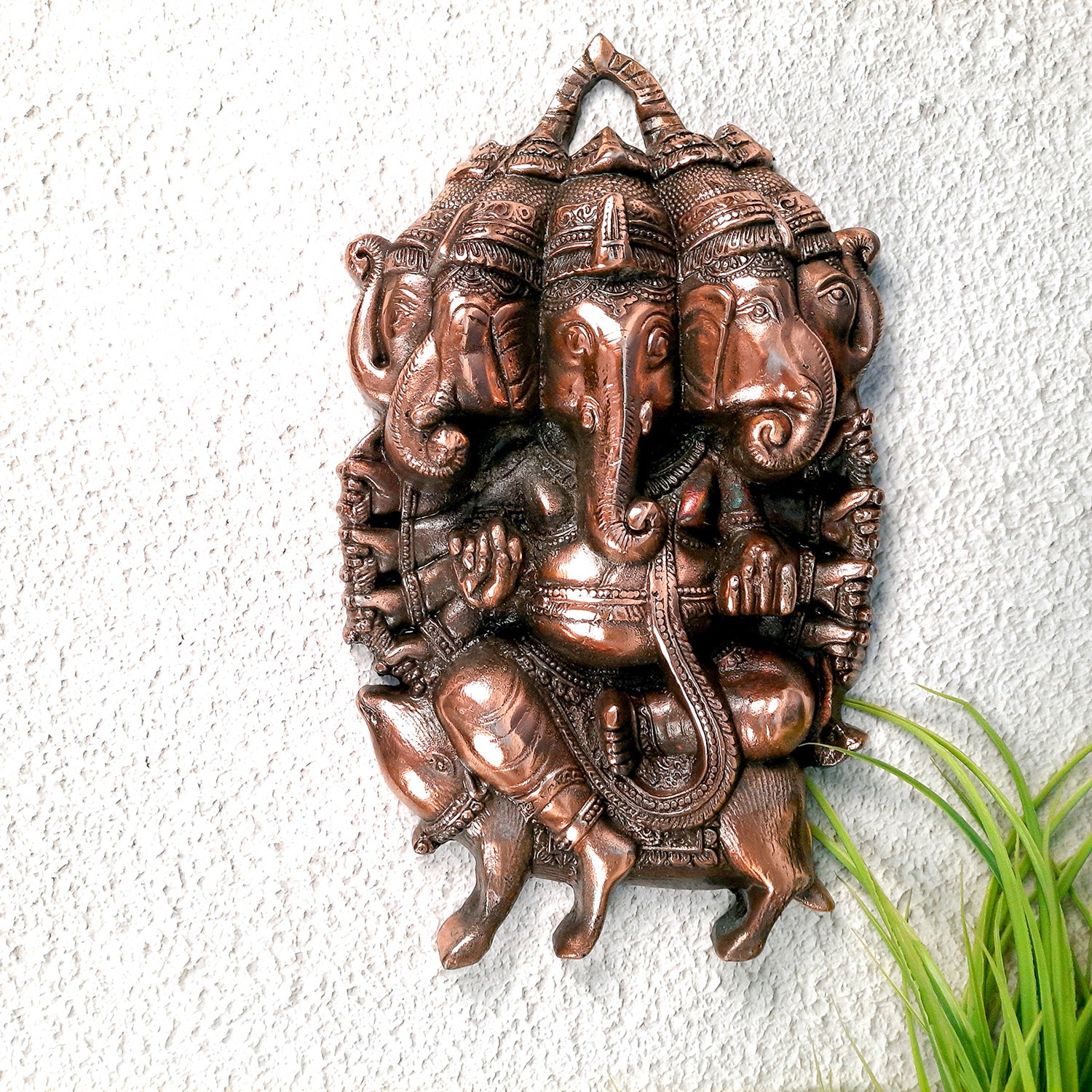 Ganesha Wall Hanging | Panchmukhi Ganesh Wall Decor for Main Gate | Vastu Ganesha Idol for Home, Puja & Religious Decor - 13 Inch-Apkamart