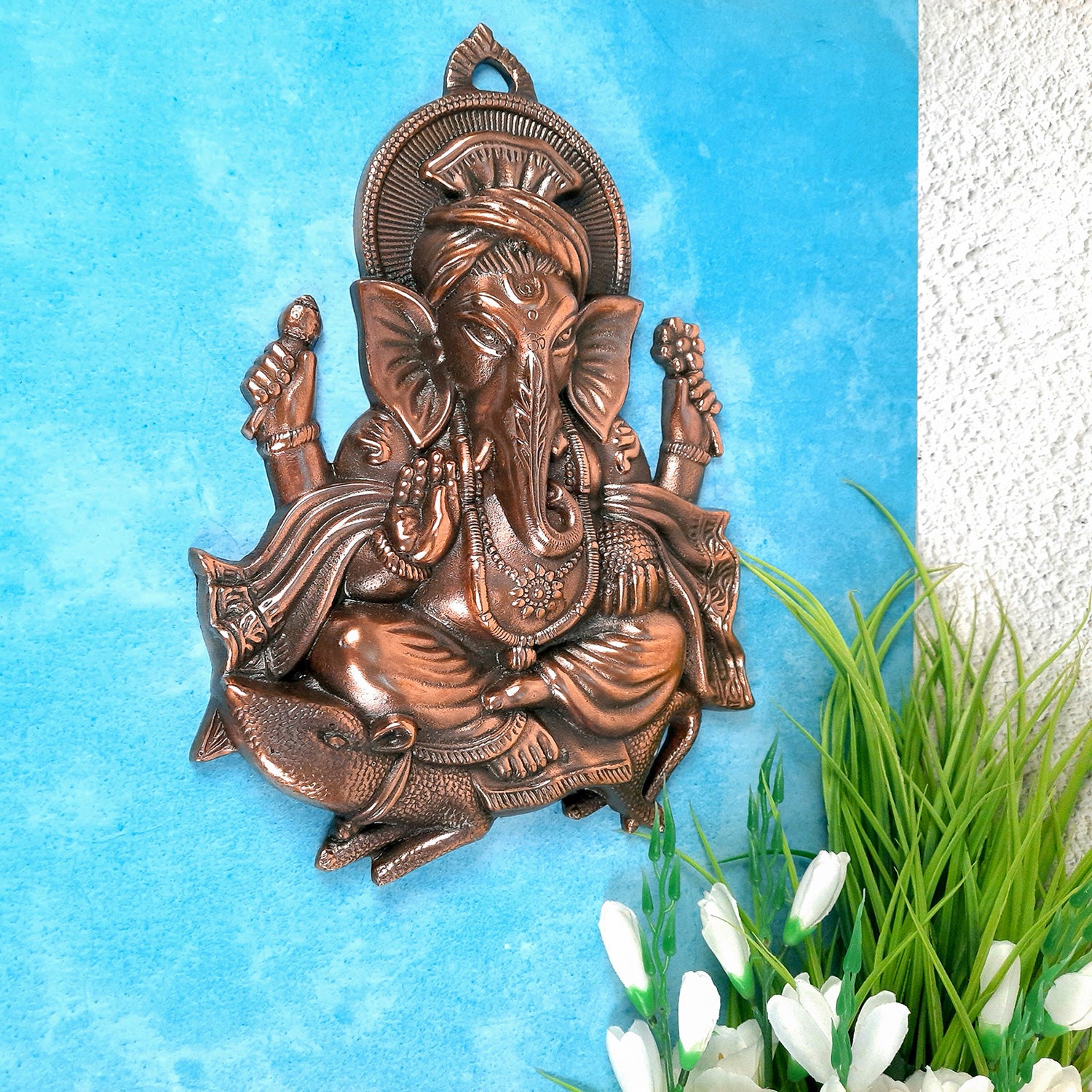 Ganesh Wall Hanging | Lord Ganesha Wall Art for Home, Living Room & Office | Antique Ganesha for Religious Décor - 14 inch-Apkamart