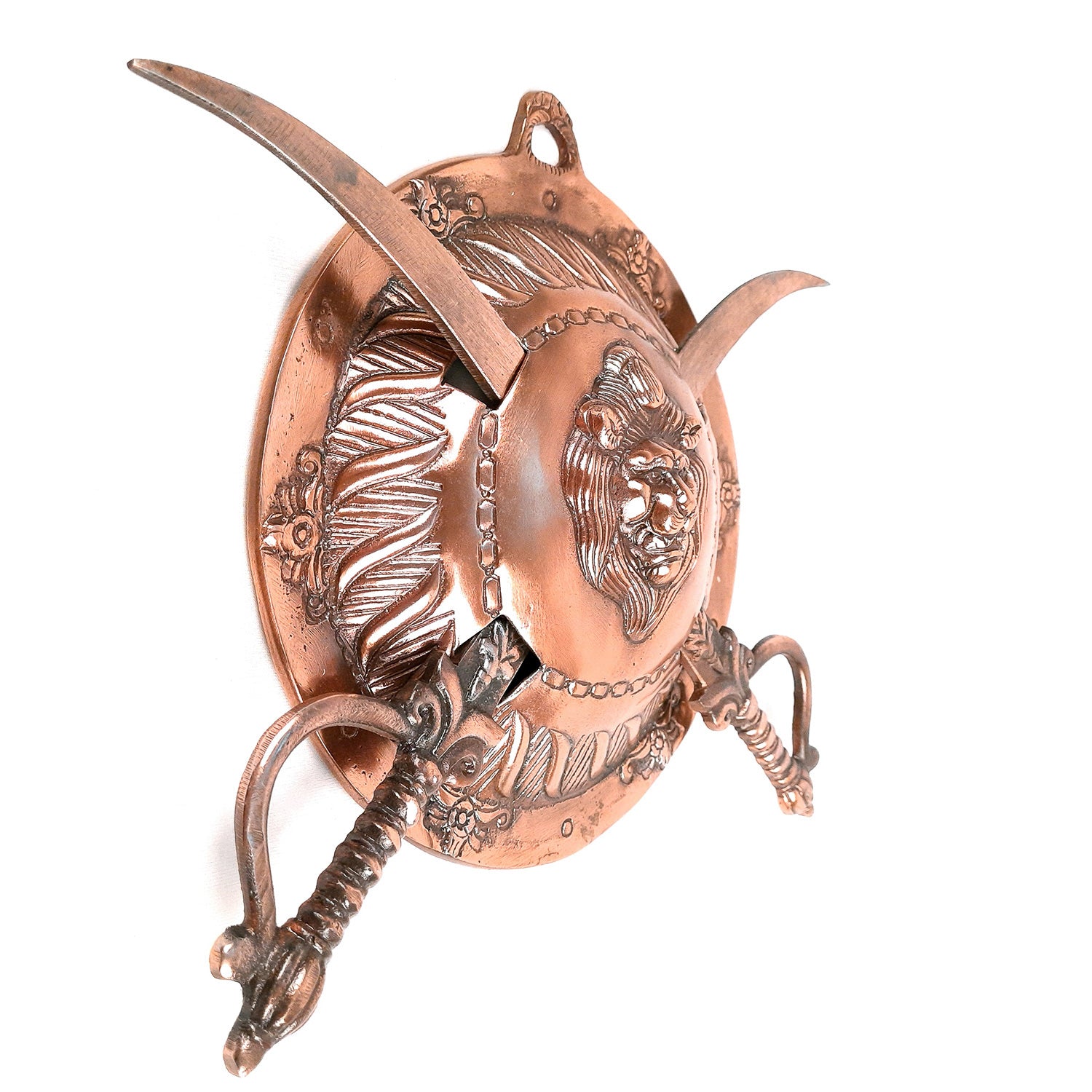Dhal Talwar Wall Hanging Set | Sword & Shield Wall Mount - Lion Design - For Home, Living Room, Wall Decoration - 12 Inch- Apkamart