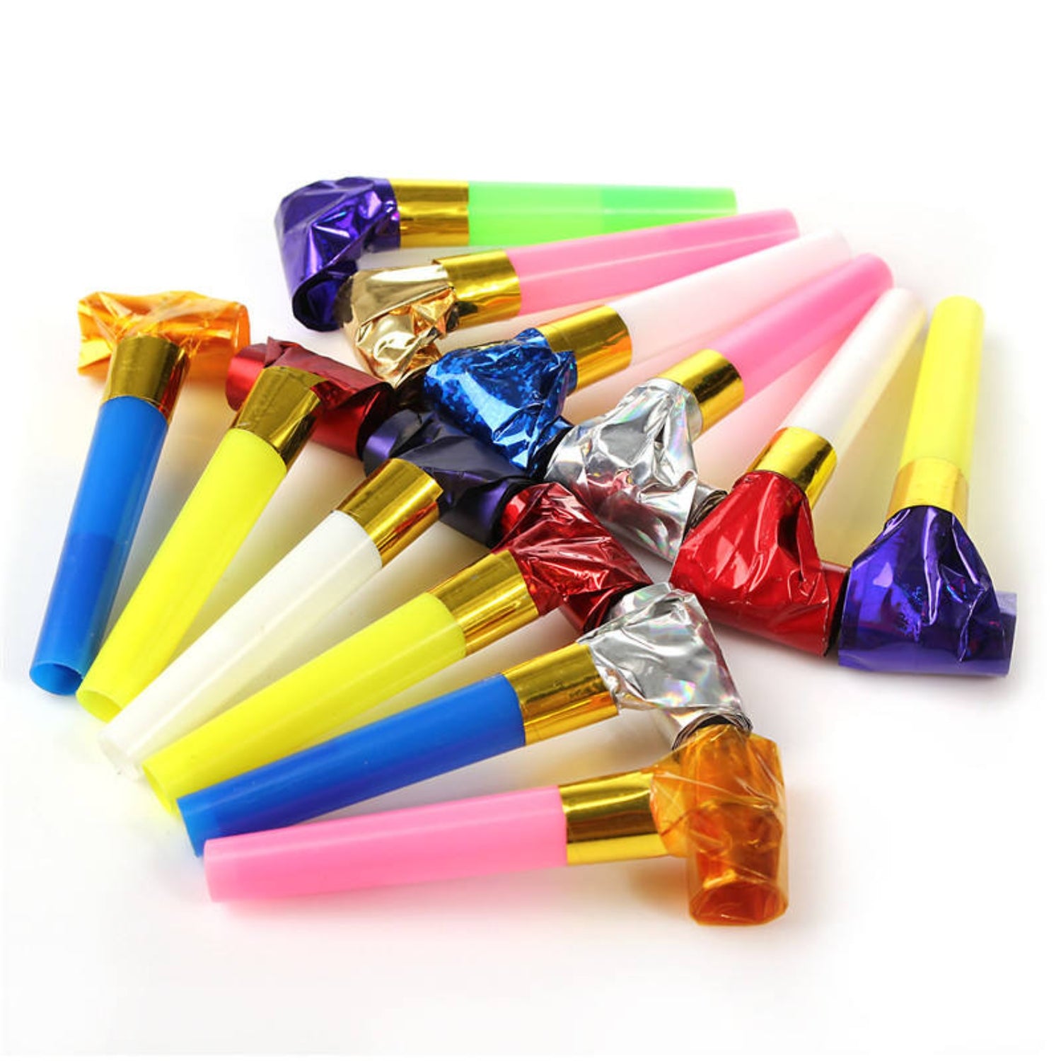 Party Horns for Kids Whistle Noise Makers Birthday Party Supplies Fun Party Favors for Boys Girls Colorful Celebration Accessories for School - 9 Inch(Pack Of 10) - Apkamart