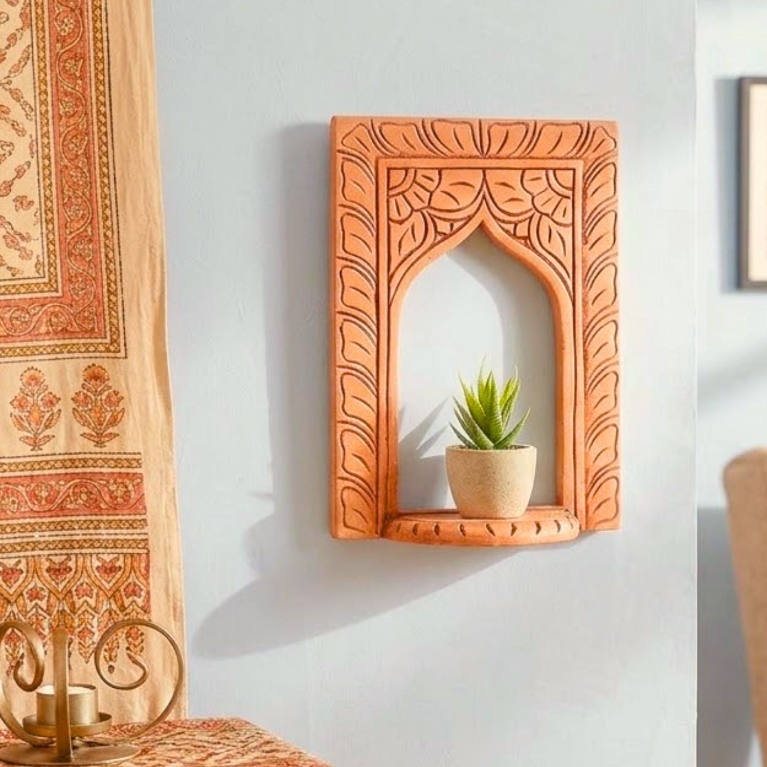 Wooden Jharokha Window Wall Hanging | Rajasthani Decor - 14 inch-Apkamart