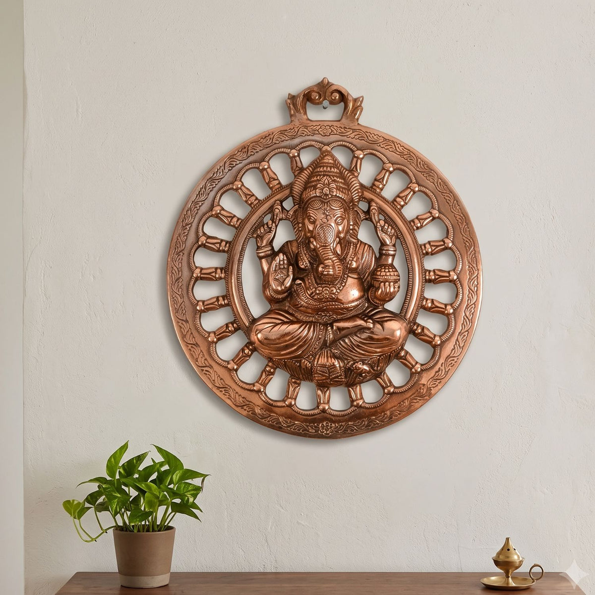 Ganesha Wall Hanging Metal Religious Wall Decor β 17 Inch-Apkamrt