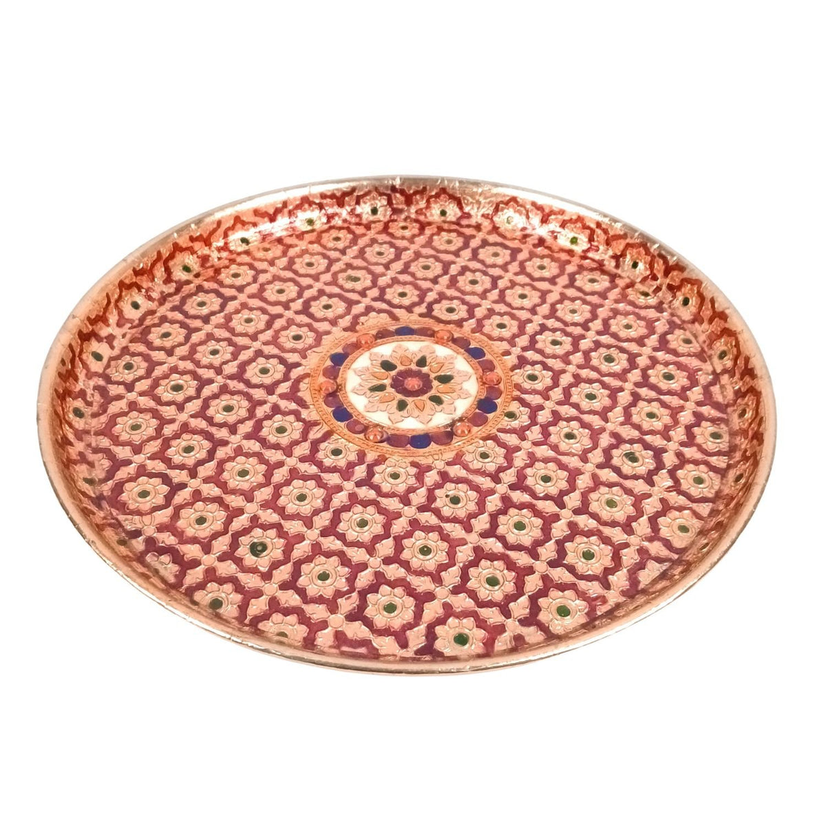 Meenakari Pooja Thali Steel Plate – 12 Inch