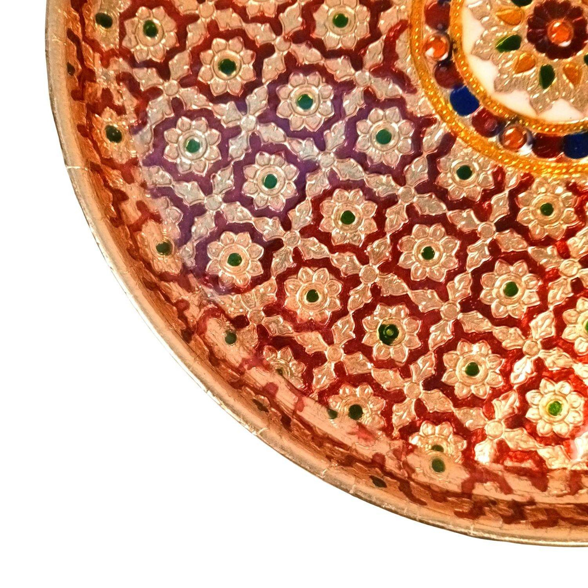 Meenakari Pooja Thali Steel Plate – 12 Inch