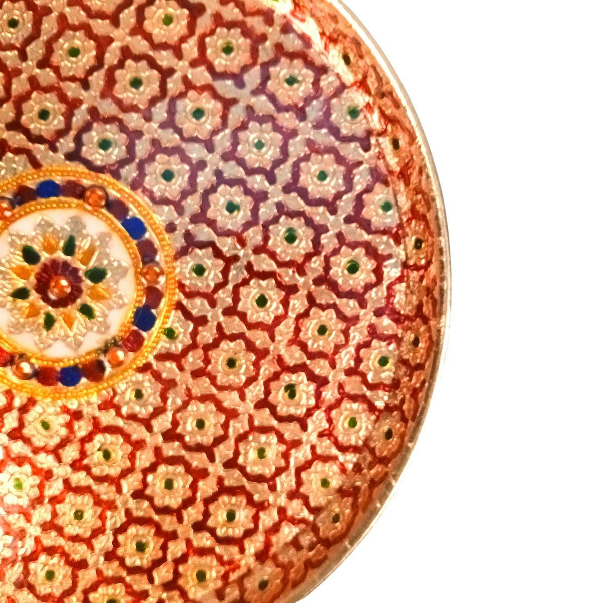 Meenakari Pooja Thali Steel Plate – 12 Inch