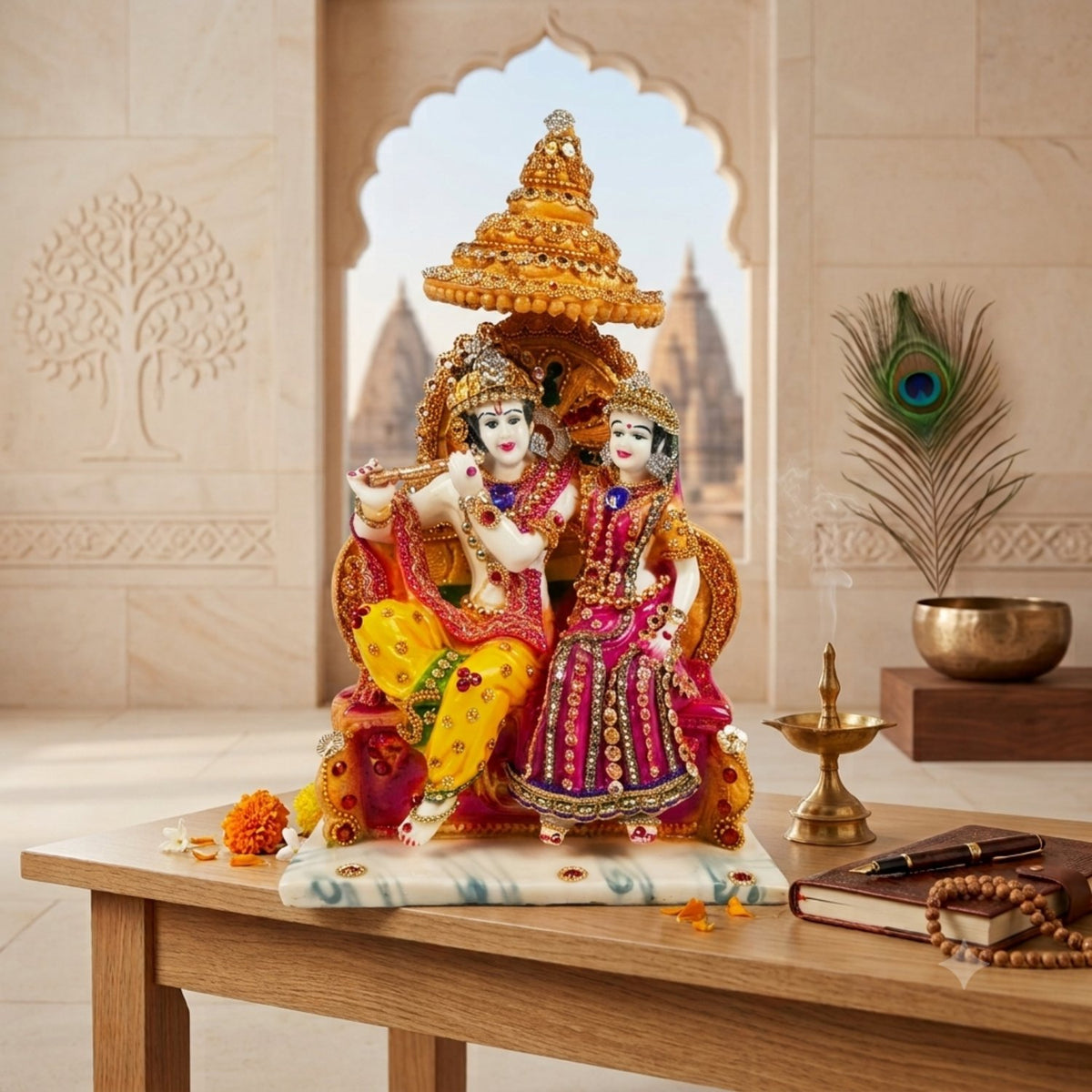 Radha Krishna Idol - Shri Krishna Murti For Puja Home-Apkamart