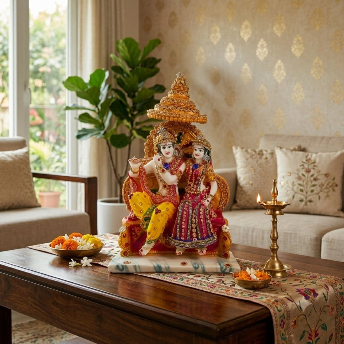 Radha Krishna Idol - Shri Krishna Murti For Puja Home-Apkamart