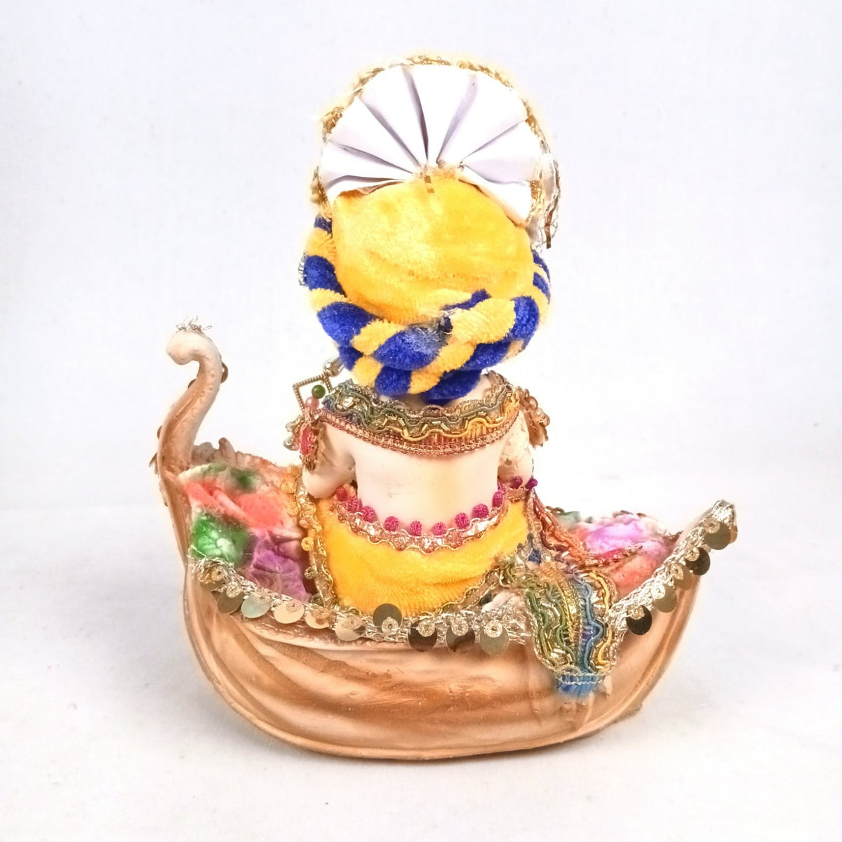 Laddu Gopal Baby Krishna in Floral Boat Statue Idol – 13 Inch