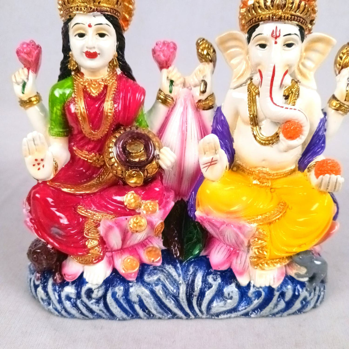 Lakshmi Ganesha Statue Idol with Coin Pot For Diwali Pooja – 6 Inch-apkamart