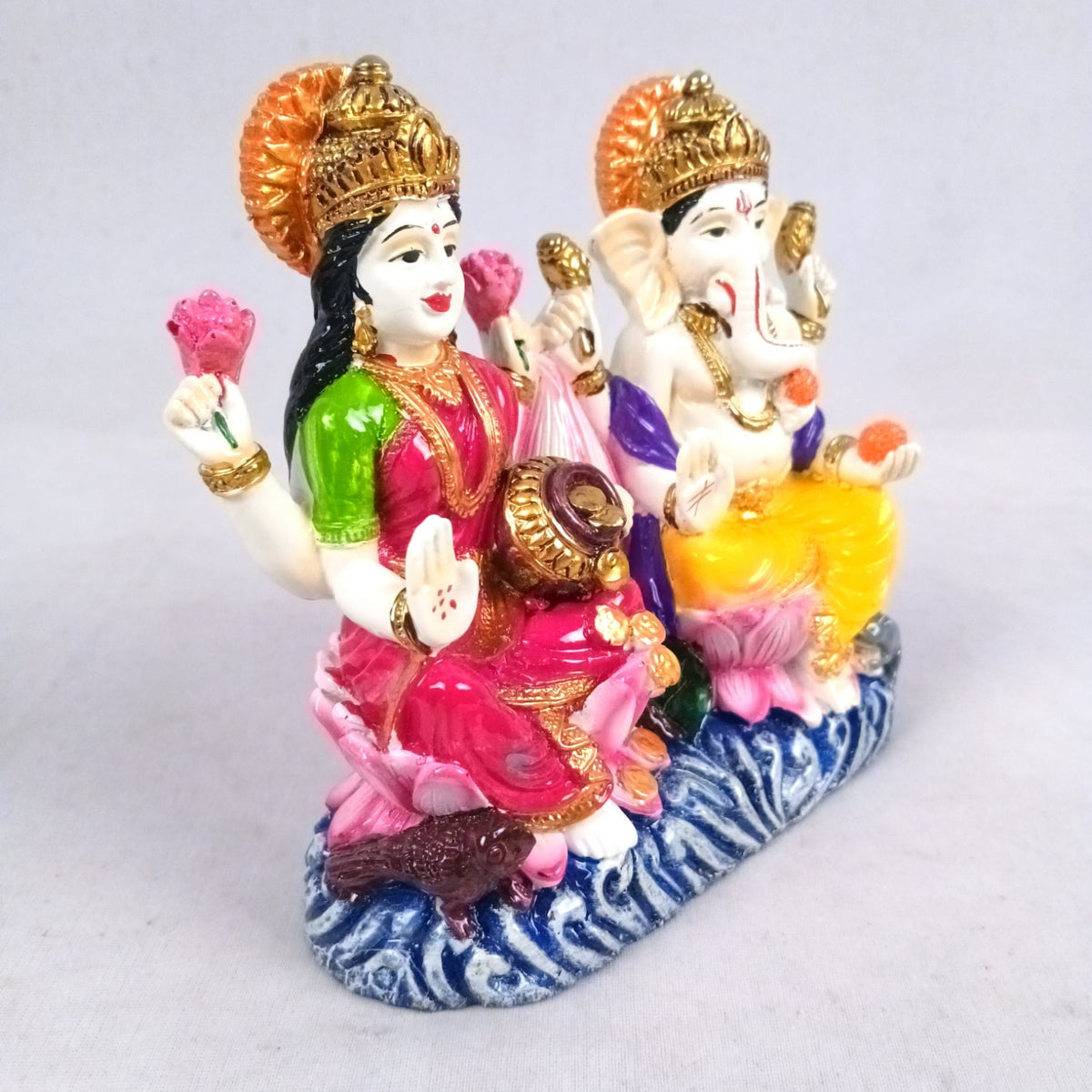 Lakshmi Ganesha Statue Idol with Coin Pot For Diwali Pooja – 6 Inch-Apkamart