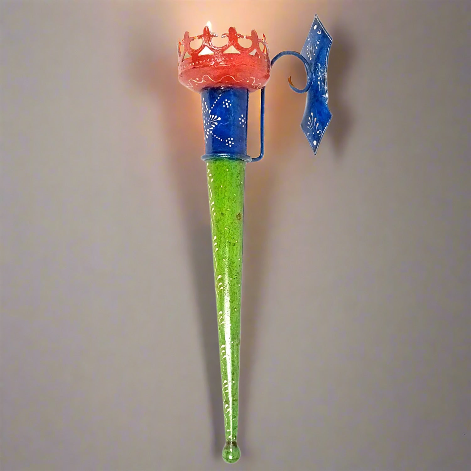 Mashal Candle Holder Stand | Mashaal Tea Light Shaped Torch With Antique Finish - For Home & Rustic Wall Decor, Living Room - 21 Inch (Pack Of 2) - Apkamart