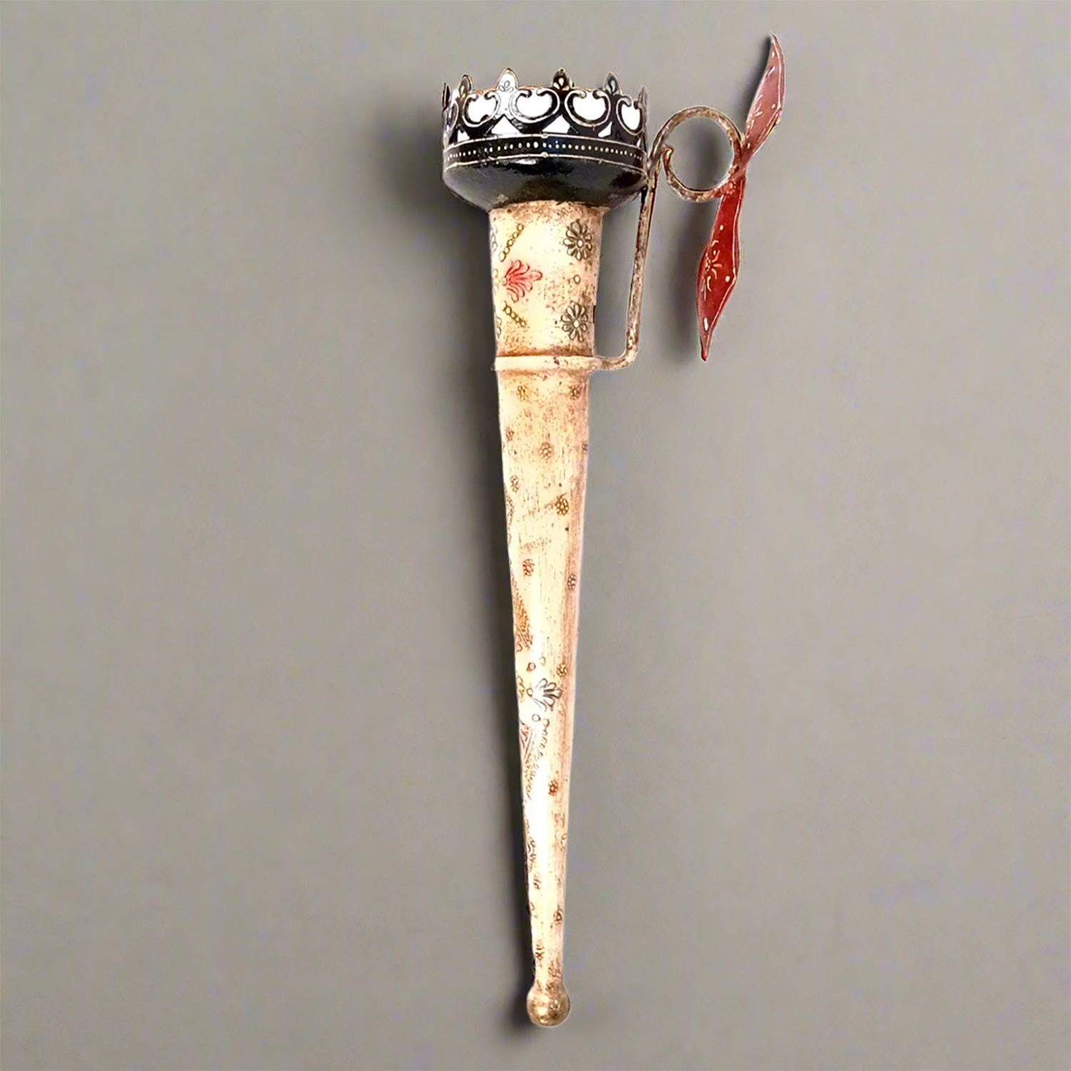 Mashaal Tea Light Candle Holder | Rustic Mashaal Iron Torch With Antique Finish - For Vintage Decor, Home, Hotels, Resorts, Restaurants - 25 Inch (Pack Of 2) - Apkamart