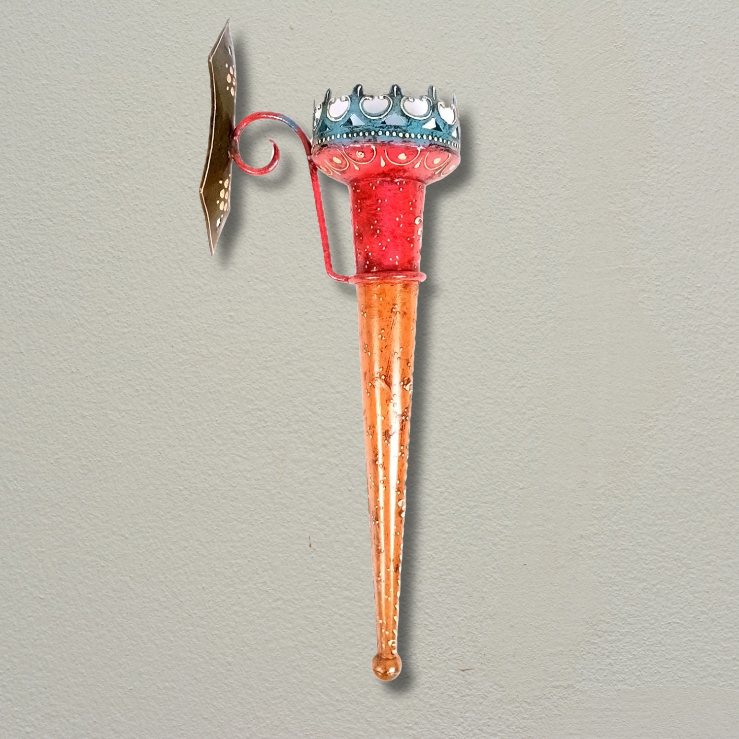 Mashaal Tea Light Candle Holder | Rustic Mashaal Iron Torch With Antique Finish - For Vintage Decor, Home, Hotels, Resorts, Restaurants - 18 Inch - Apkamart