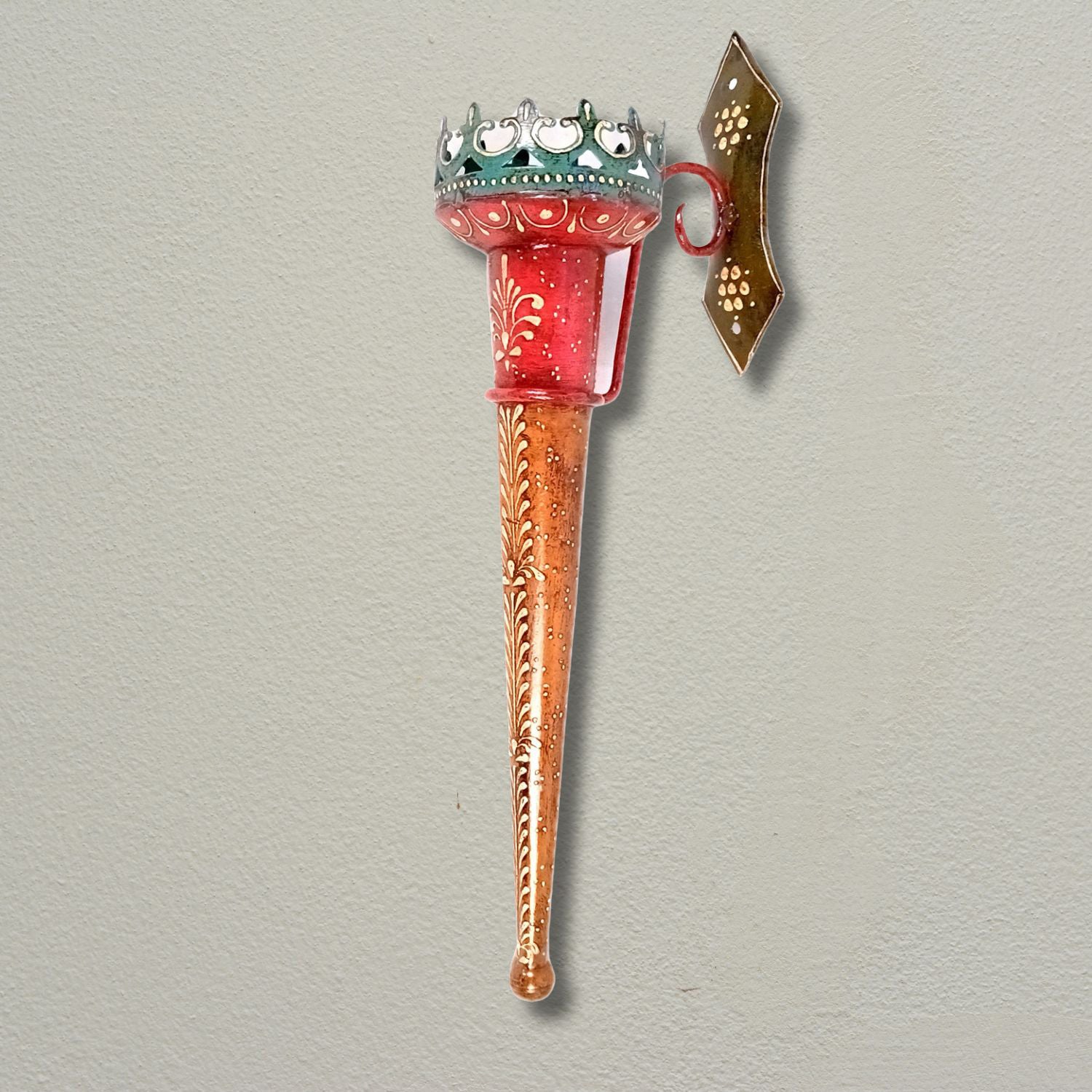 Mashaal Tea Light Candle Holder | Rustic Mashaal Iron Torch With Antique Finish - For Vintage Decor, Home, Hotels, Resorts, Restaurants - 18 Inch - Apkamart