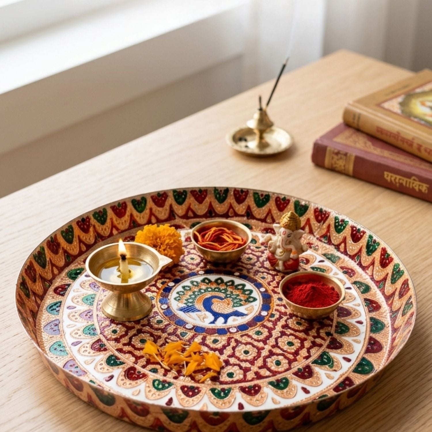 Aarti Thali Steel For Pooja & Festivals – 13 Inch