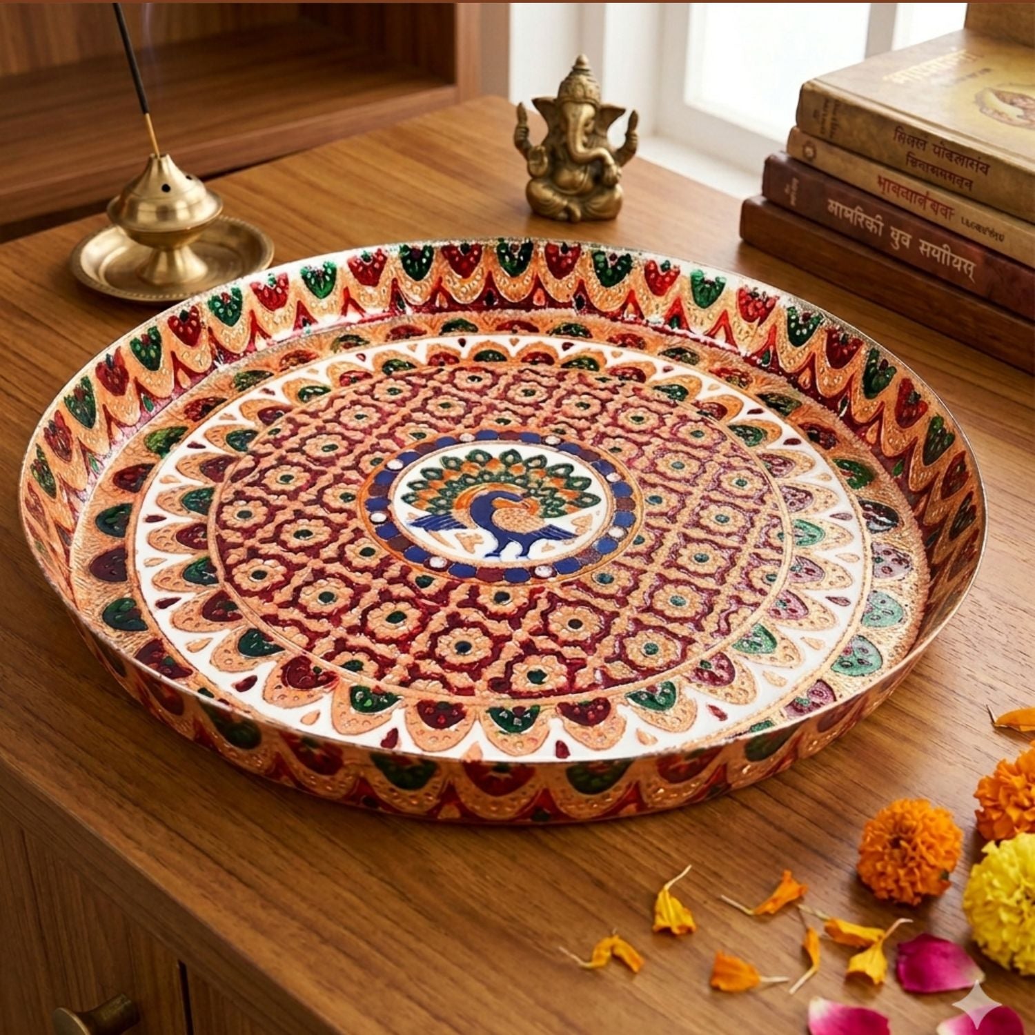 Aarti Thali Steel For Pooja & Festivals – 13 Inch-Apkamart