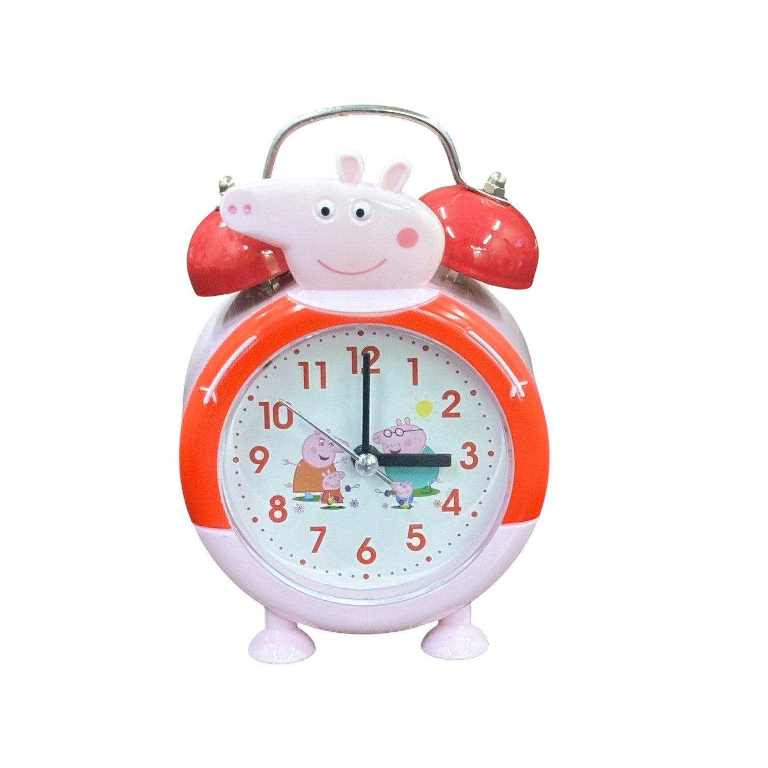 Cartoon Kids Alarm Clock | Cute Bedside Table Clock for Boys & Girls | Easy-to-Use Wake-Up Clock for Kids Room & Study Table | Battery Operated - 6 Inch - Apkamart #Color_Red
