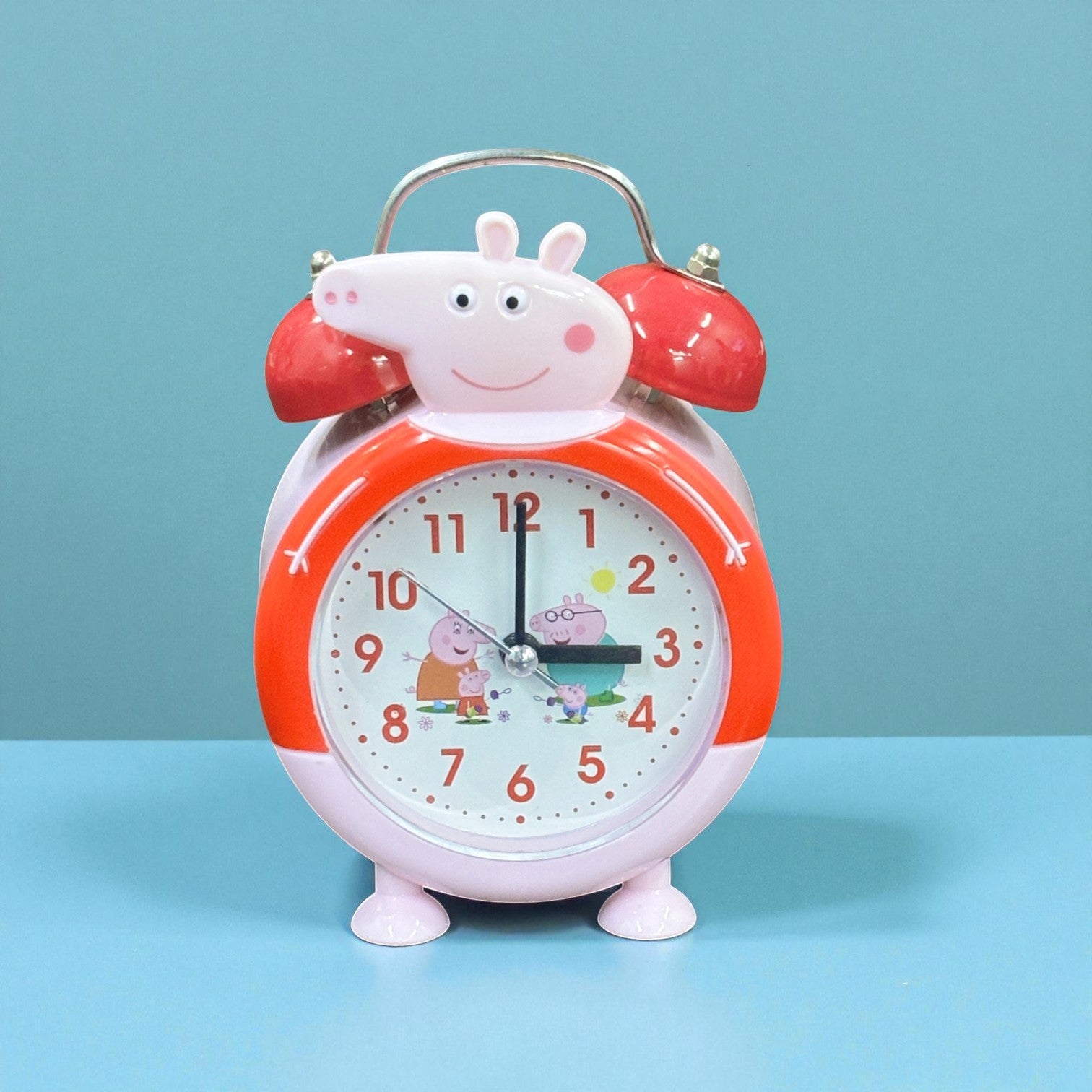 Cartoon Kids Alarm Clock | Cute Bedside Table Clock for Boys & Girls | Easy-to-Use Wake-Up Clock for Kids Room & Study Table | Battery Operated - 6 Inch - Apkamart #Color_Red