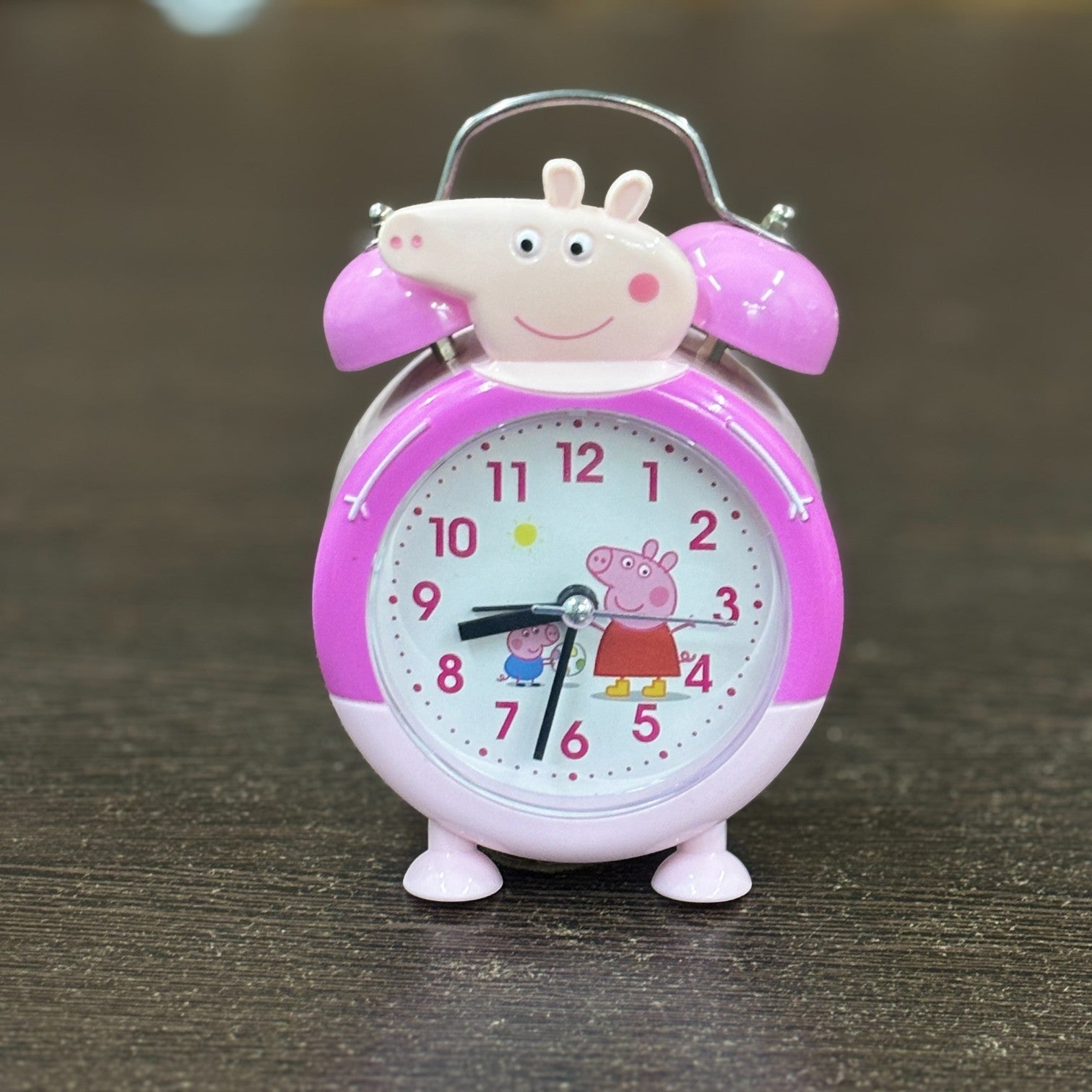 Cartoon Kids Alarm Clock | Cute Bedside Table Clock for Boys & Girls | Easy-to-Use Wake-Up Clock for Kids Room & Study Table | Battery Operated - 6 Inch - Apkamart #Color_Pink