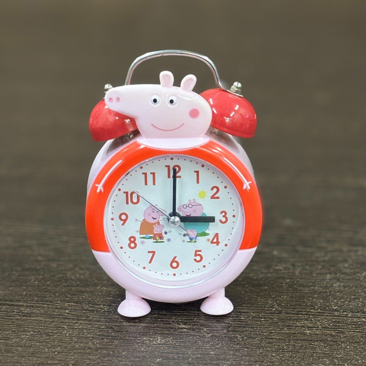 Cartoon Kids Alarm Clock | Cute Bedside Table Clock for Boys & Girls | Easy-to-Use Wake-Up Clock for Kids Room & Study Table | Battery Operated - 6 Inch - Apkamart #Color_Red