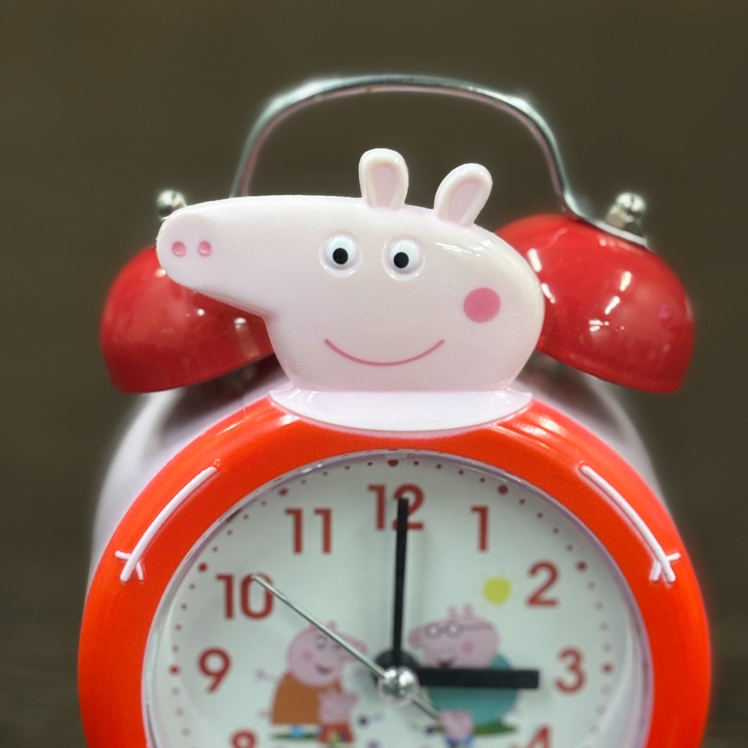 Cartoon Kids Alarm Clock | Cute Bedside Table Clock for Boys & Girls | Easy-to-Use Wake-Up Clock for Kids Room & Study Table | Battery Operated - 6 Inch - Apkamart #Color_Red