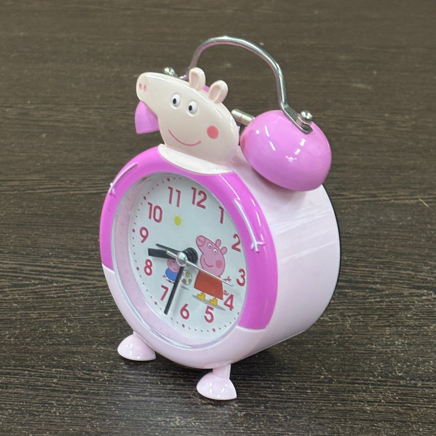 Cartoon Kids Alarm Clock | Cute Bedside Table Clock for Boys & Girls | Easy-to-Use Wake-Up Clock for Kids Room & Study Table | Battery Operated - 6 Inch - Apkamart #Color_Pink