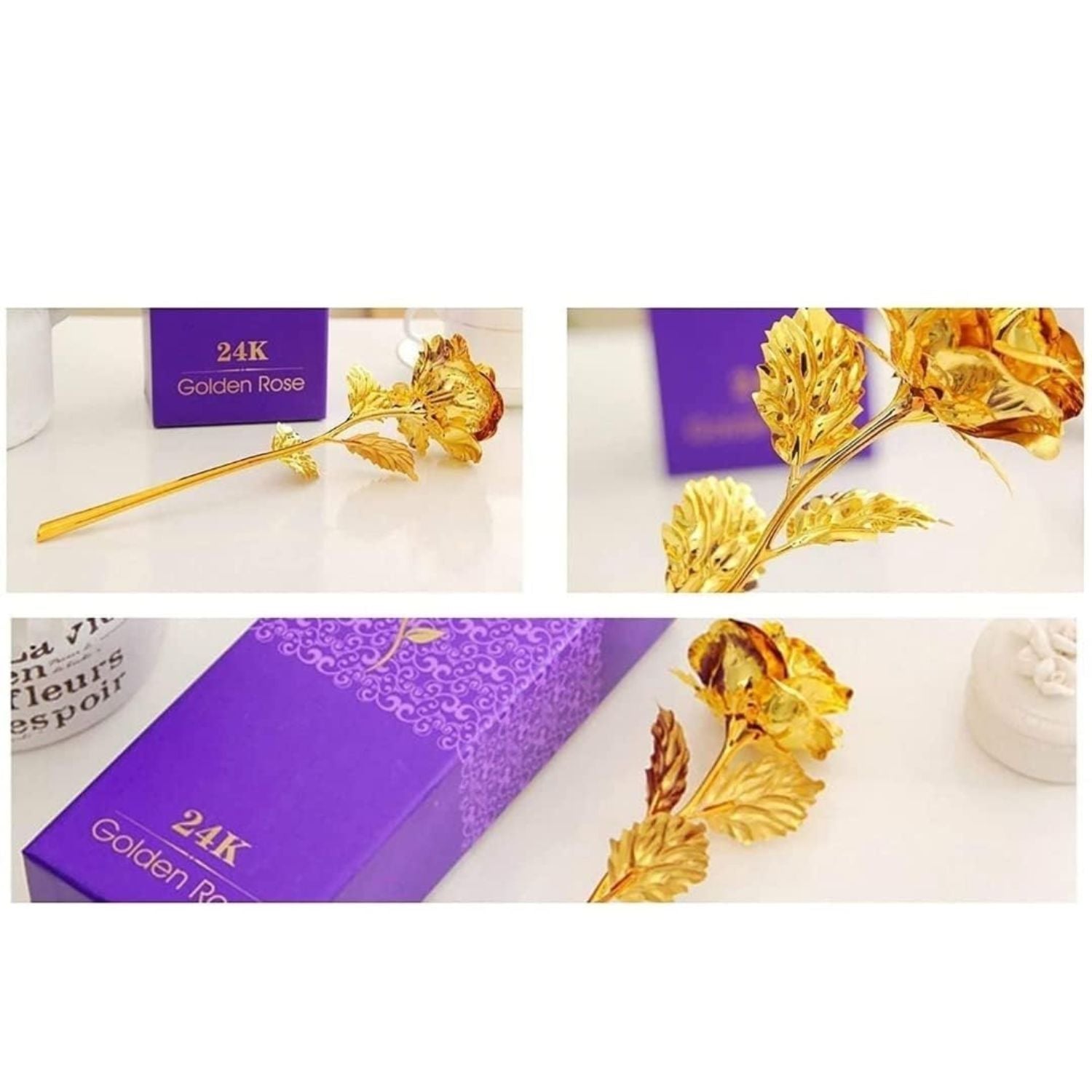 Artificial Golden Rose – 9 Inch Gift for Home - Apkamart