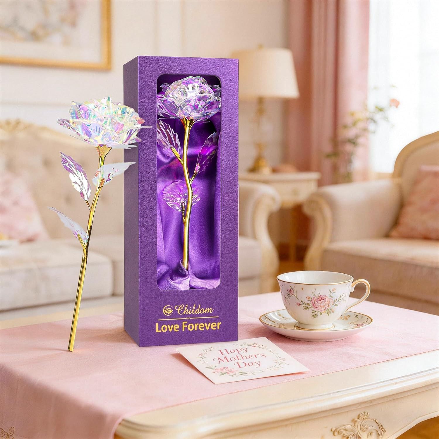 Artificial Crystal Rose – 9 Inch Gift for Home - Apkamart