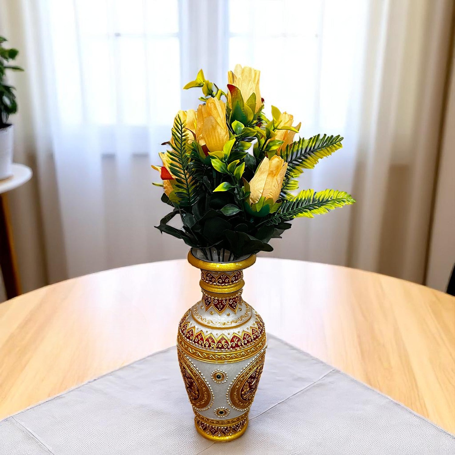 Artificial Flowers Rose Bouquet | Faux Flowers Bunch / Sticks - for Home Decor, Living Room, Office & Festivals Decoration (Vase Not Included) - 15 Inch - Apkamart #Colour_Orange