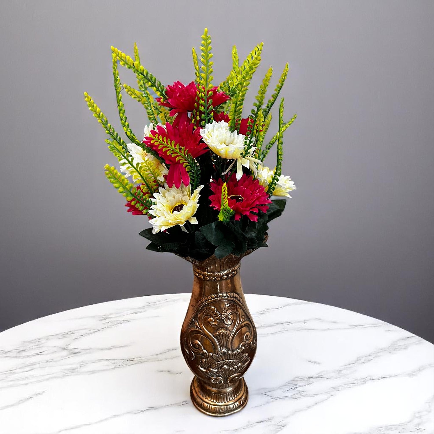 Artificial Flowers - Gerbera Daisy Bunches | Faux Flower Sticks - for Home Decor, Living Room, Office & Festivals Decoration (Vase Not Included) - 14 Inch - Apkamart #Style_Design 2