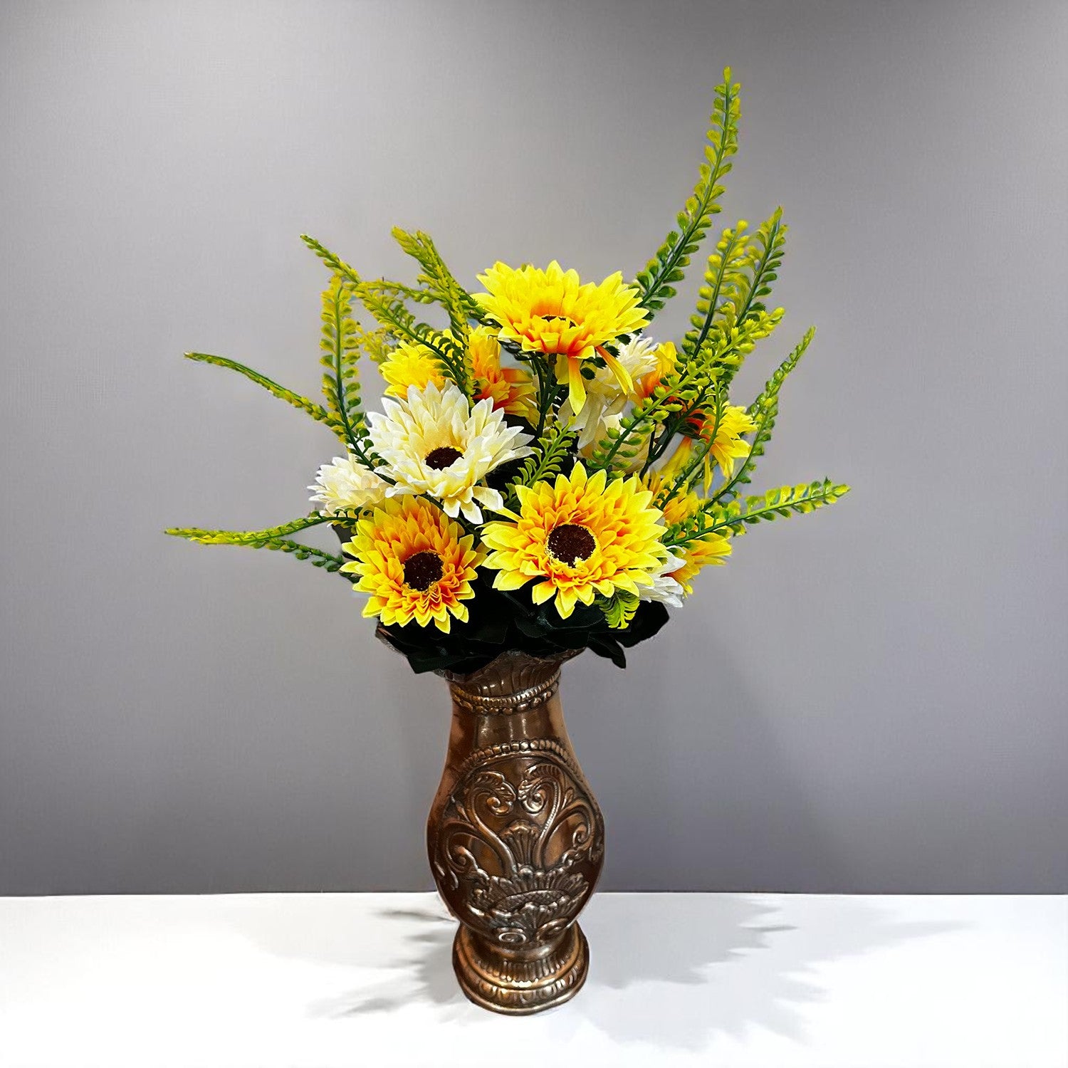 Artificial Flowers - Gerbera Daisy Bunches | Faux Flower Sticks - for Home Decor, Living Room & Festivals Decoration (Vase Not Included) - 14 Inch - Apkamart #Style_Design 1