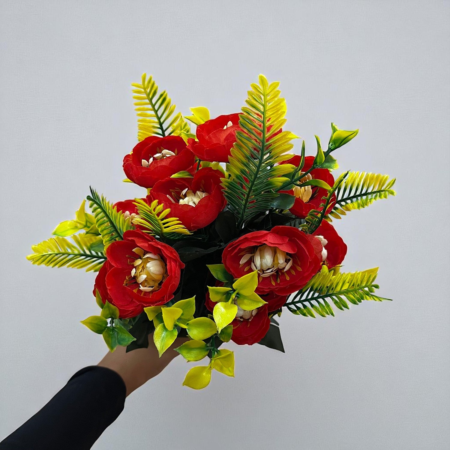 Artificial Flower Plant With Fruits | Decorative Flowers Bunch & Stems - for Table Vase, Pot, Home Decor, Living Room, Side Table Centerpiece & Festival Decoration - Apkamart #Color_Red