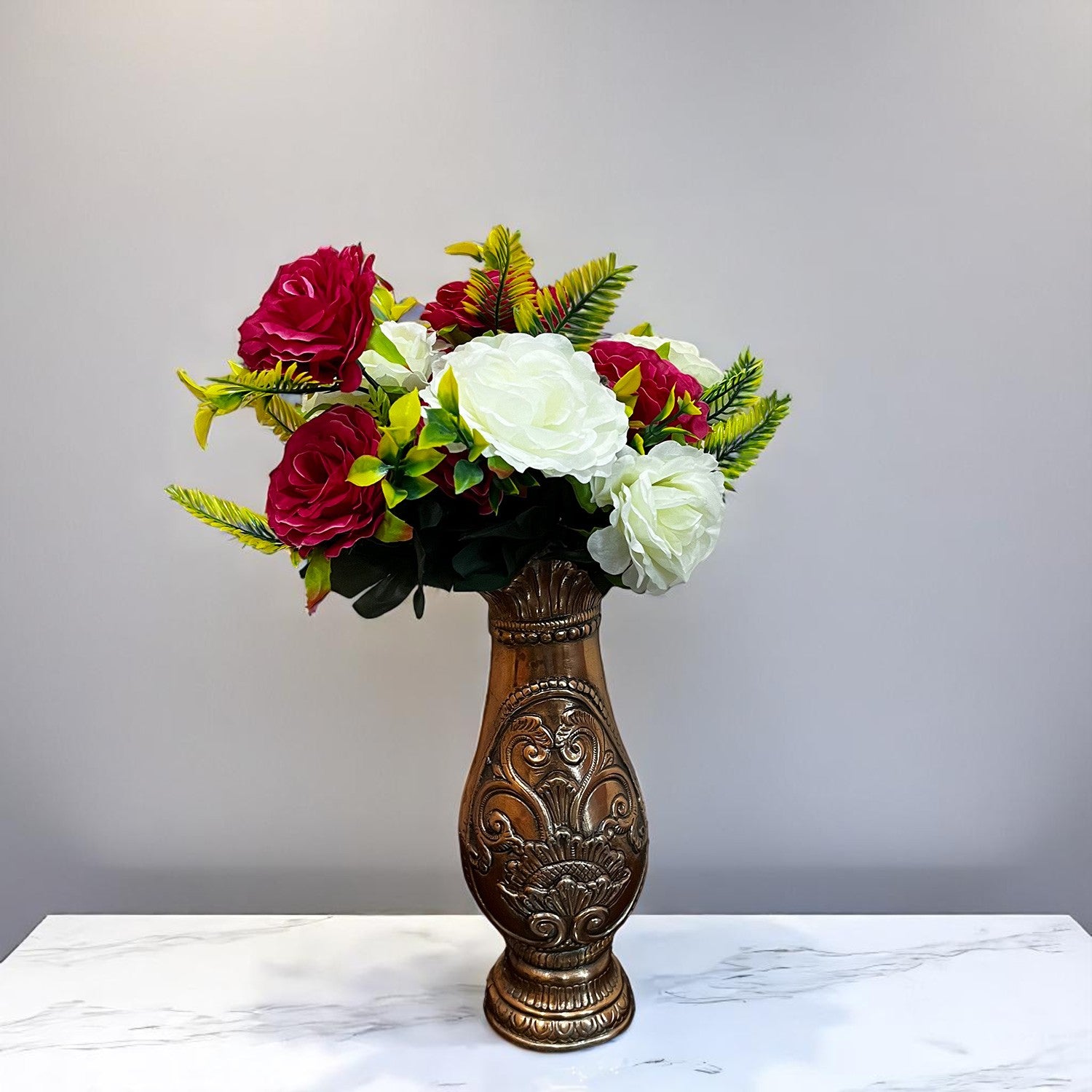 Artificial Flowers Rose Bunches for Vase Pot | Faux Flowers Stem - for Home Decor, Living Room, Office & Festivals Decoration (Vase Not Included) - 16 Inch - Apkamart #Style_Design 2