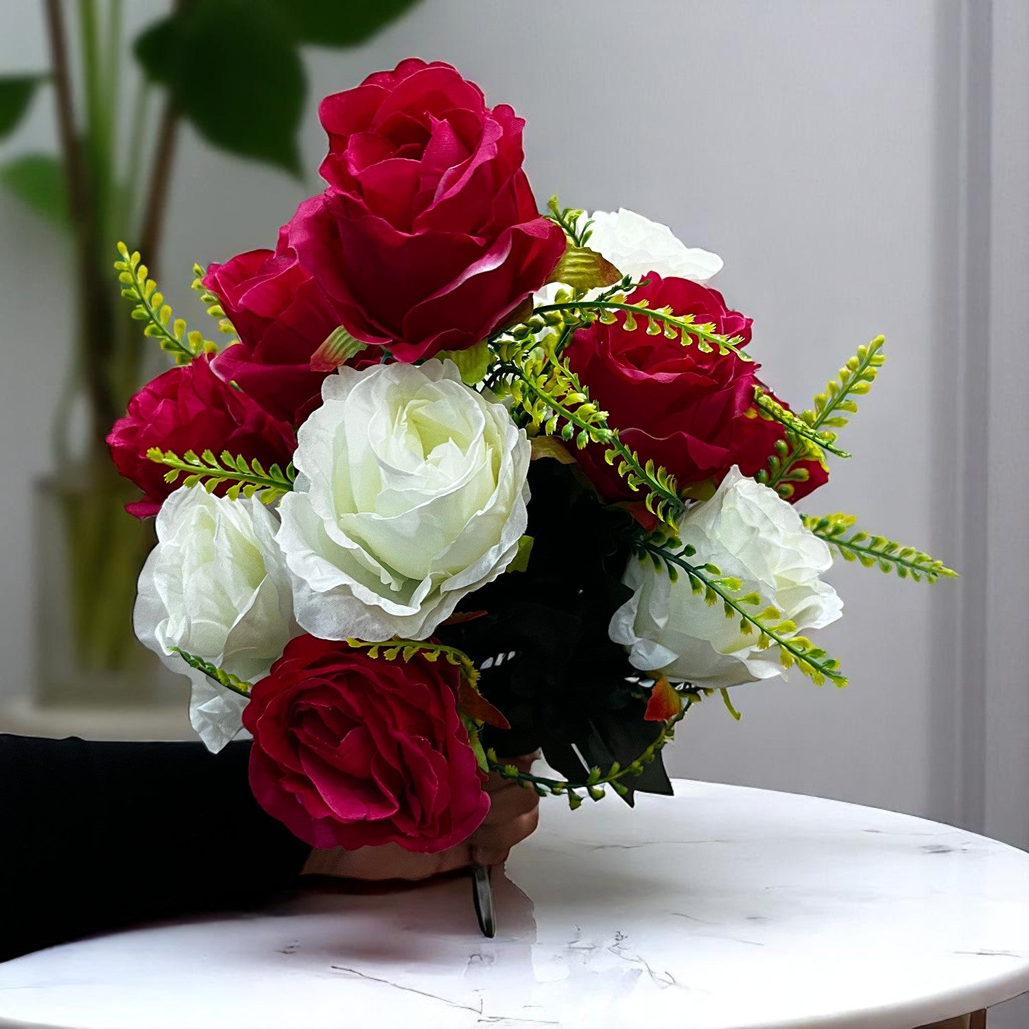 Artificial Flower Wall Hanging | Fake Creeper Flowers With Metal Stand Wall Mount - for Home Decor, Living Room, Balcony, Entrance Decoration - Apkamart #Style_Design 1