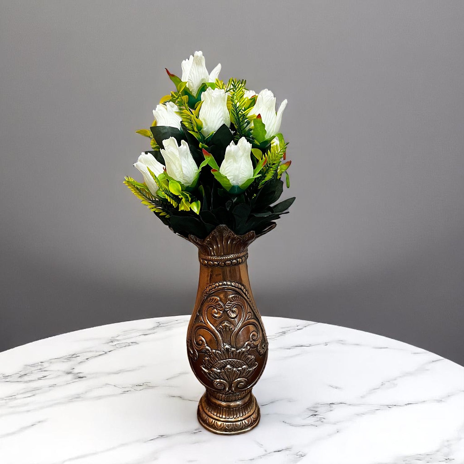 Artificial Flowers Rose Sticks | Faux Flowers Bunch / Bouquet - for Home Decor, Living Room, Office & Festivals Decoration (Vase Not Included) - 15 Inch - Apkamart #Colour_White