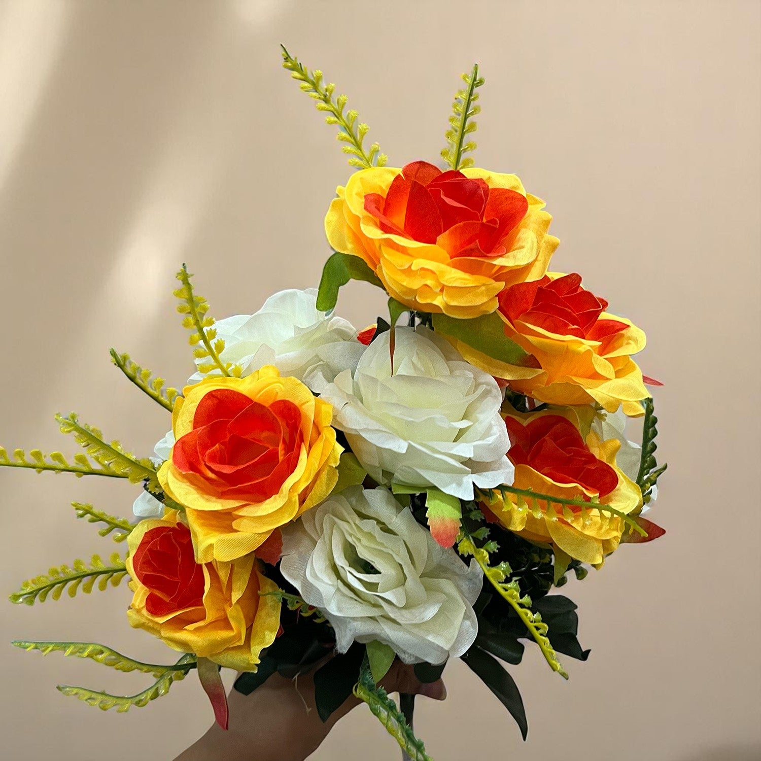 Artificial Flowers Rose Bunches for Vase Pot | Faux Flowers Stem - for Home Decor Living Room Side Table Centerpiece - 18 Inch - Apkamart #Style_Design 2