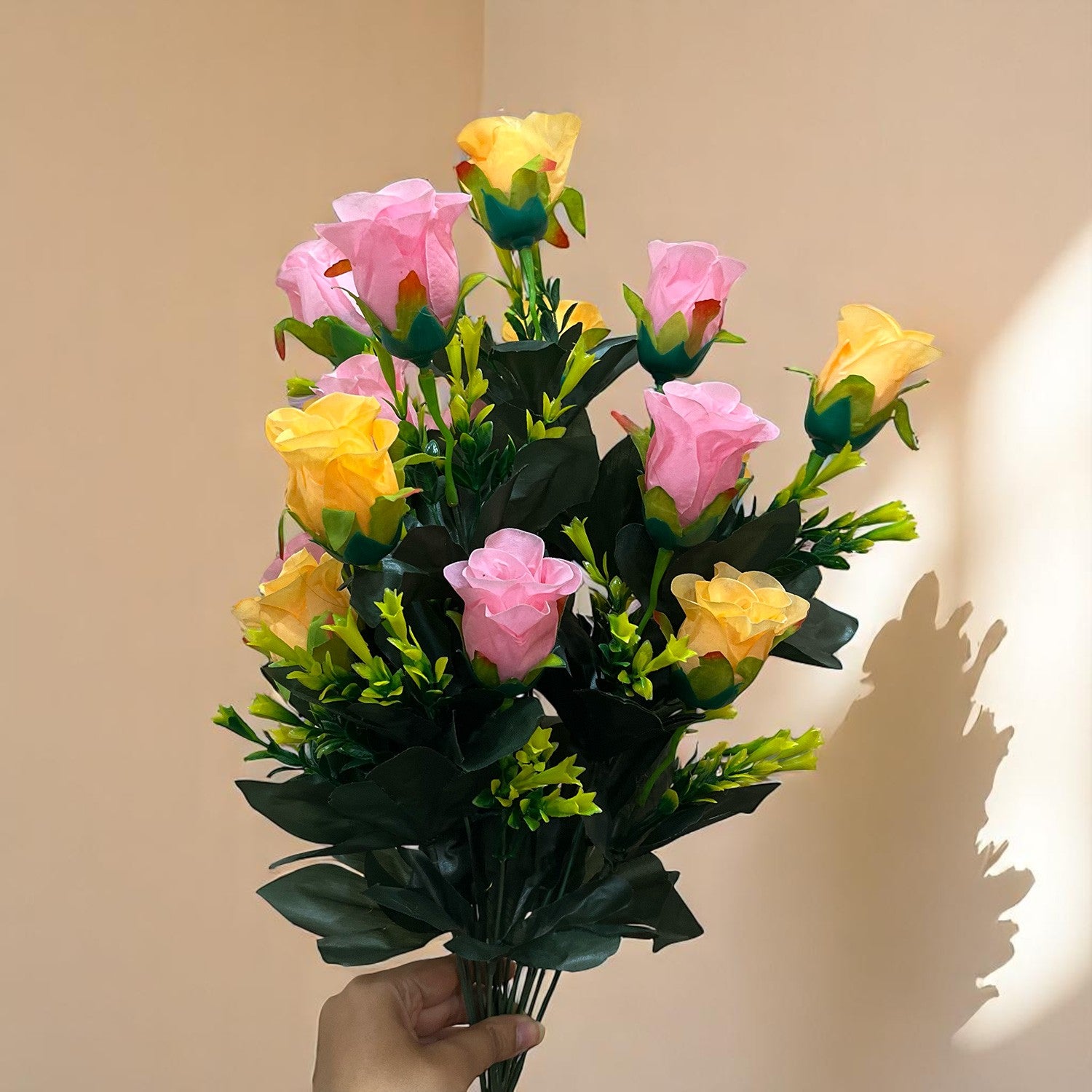 Artificial Rose Flower Bouquets | Faux Flowers Bunch - for Table Vase, Pot, Home Decor, Side Table Centerpiece - 29 Inch - Apkamart #Style_Design 1